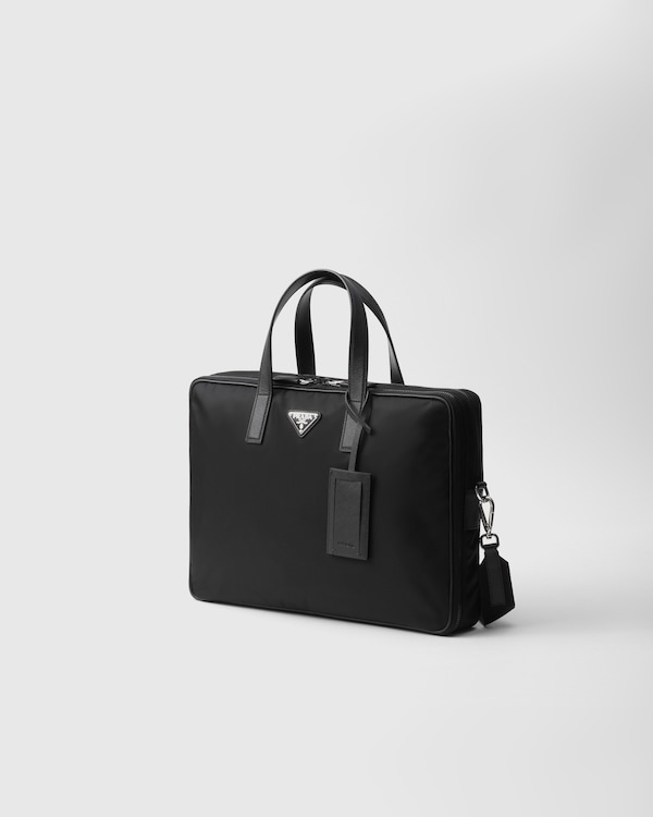 Re-Nylon and Saffiano leather briefcase Re-Nylon and Saffiano leather briefcase