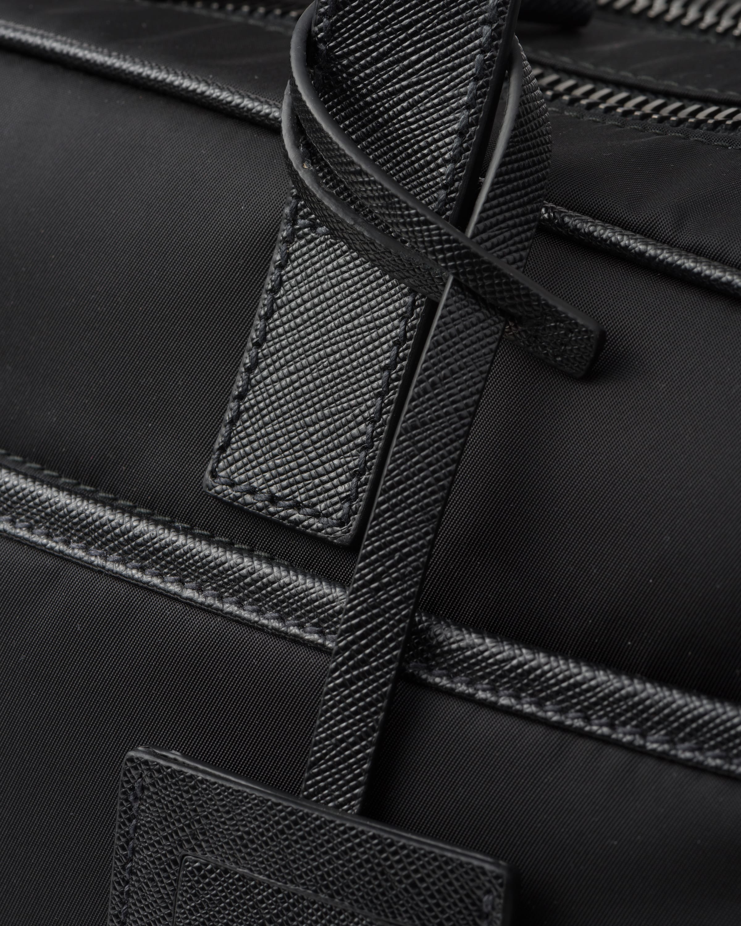 Black Re nylon And Saffiano Leather Briefcase PRADA
