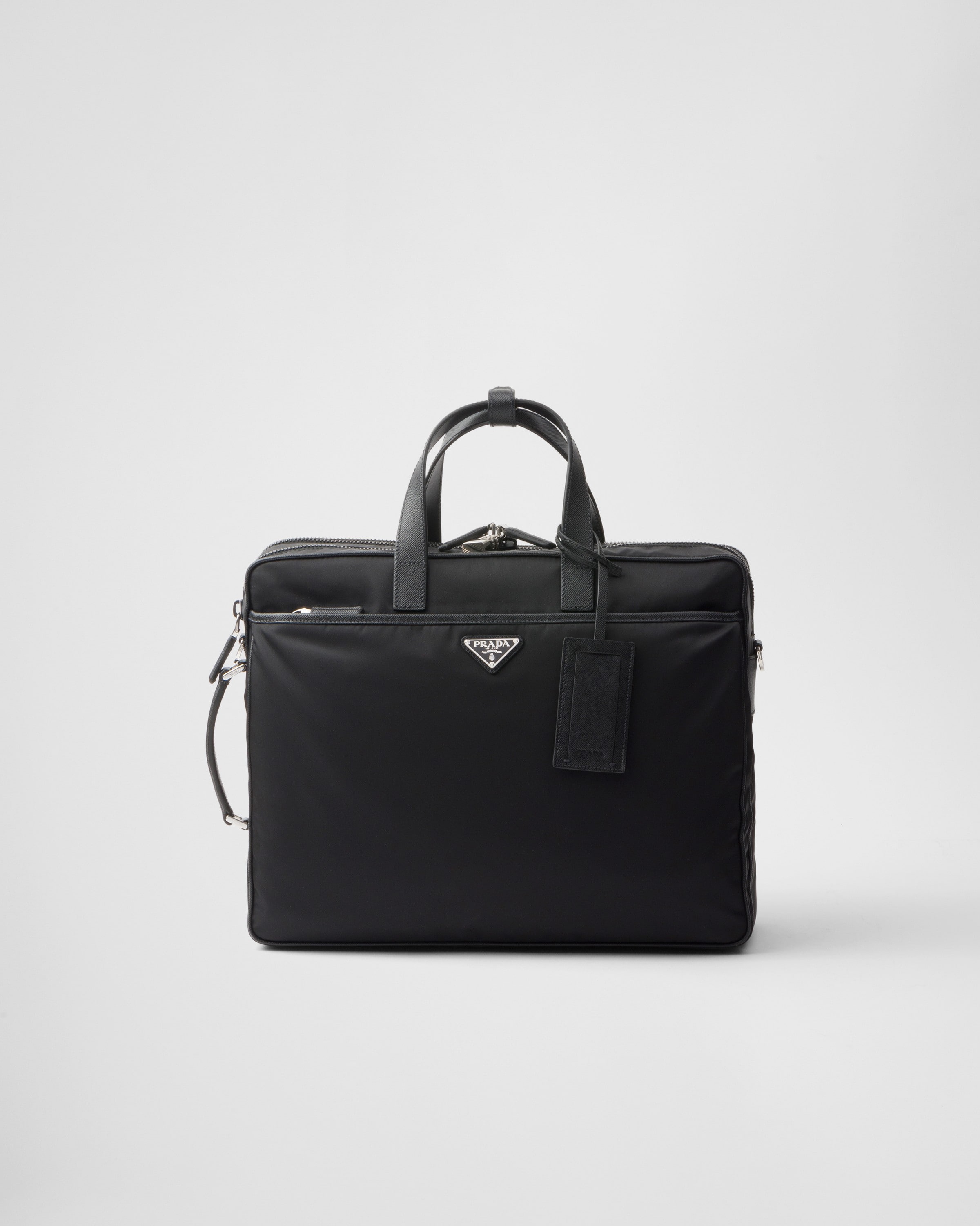 Prada Borsa Da Lavoro In Re-nylon E Saffiano, Uomo, Nero