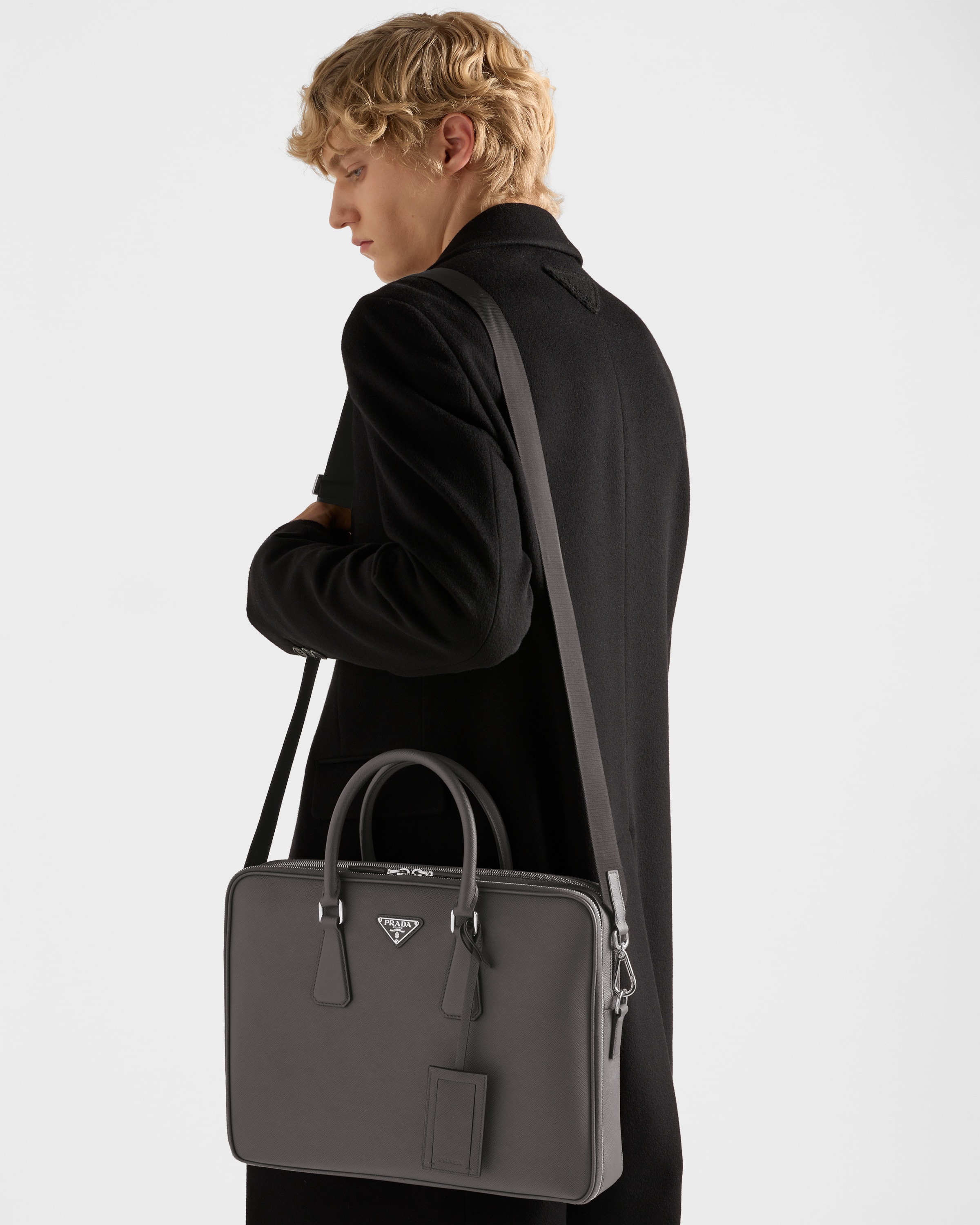 PRADA プラダ ブリーフケース 迷彩 カモフラージュ サフィアーノ レザー バンブー／コルクベージュ サフィアーノレザー ブリーフケース | PRADA