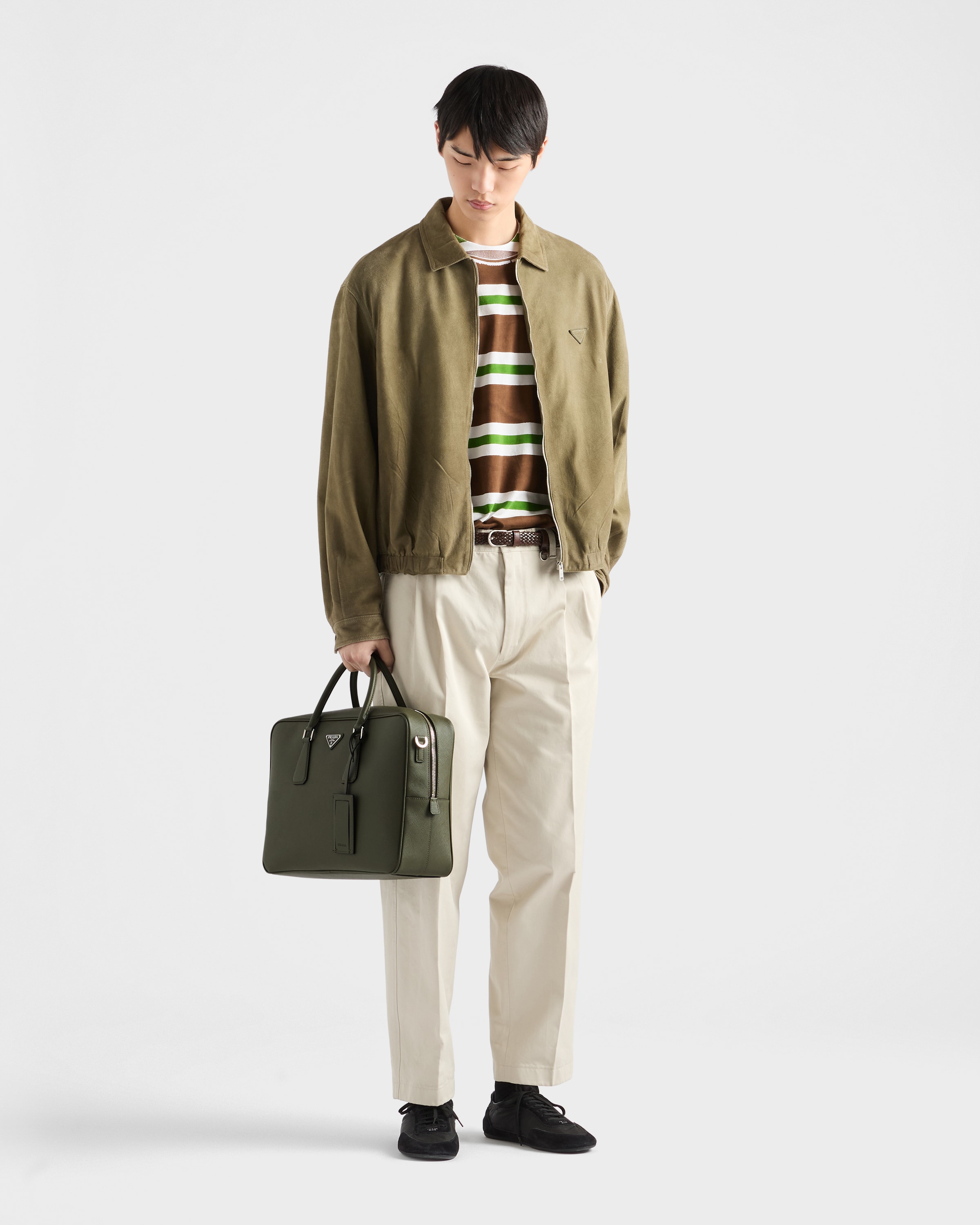 ローデングリーン サフィアーノレザー ブリーフケース | PRADA - 日本