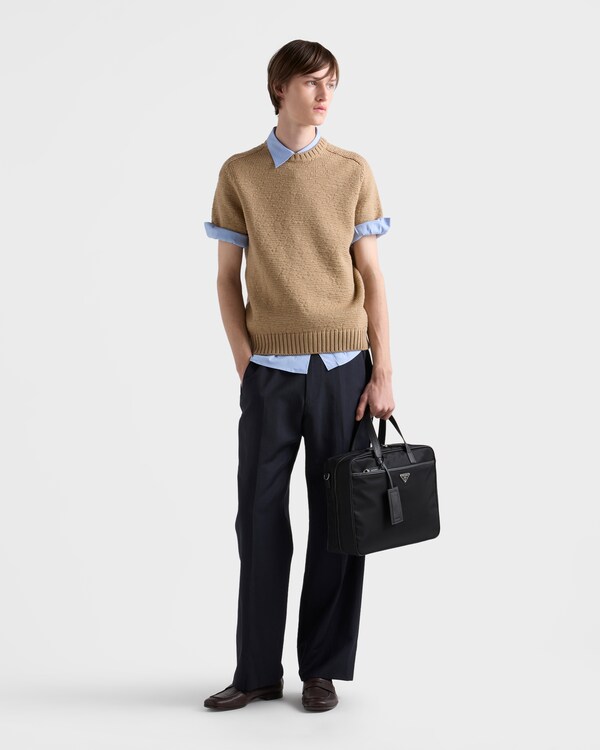 حقيبة ملفات من قماش رينايلون وجلد سافيانو - أسود حقيبة ملفات من قماش رينايلون وجلد سافيانو - أسود