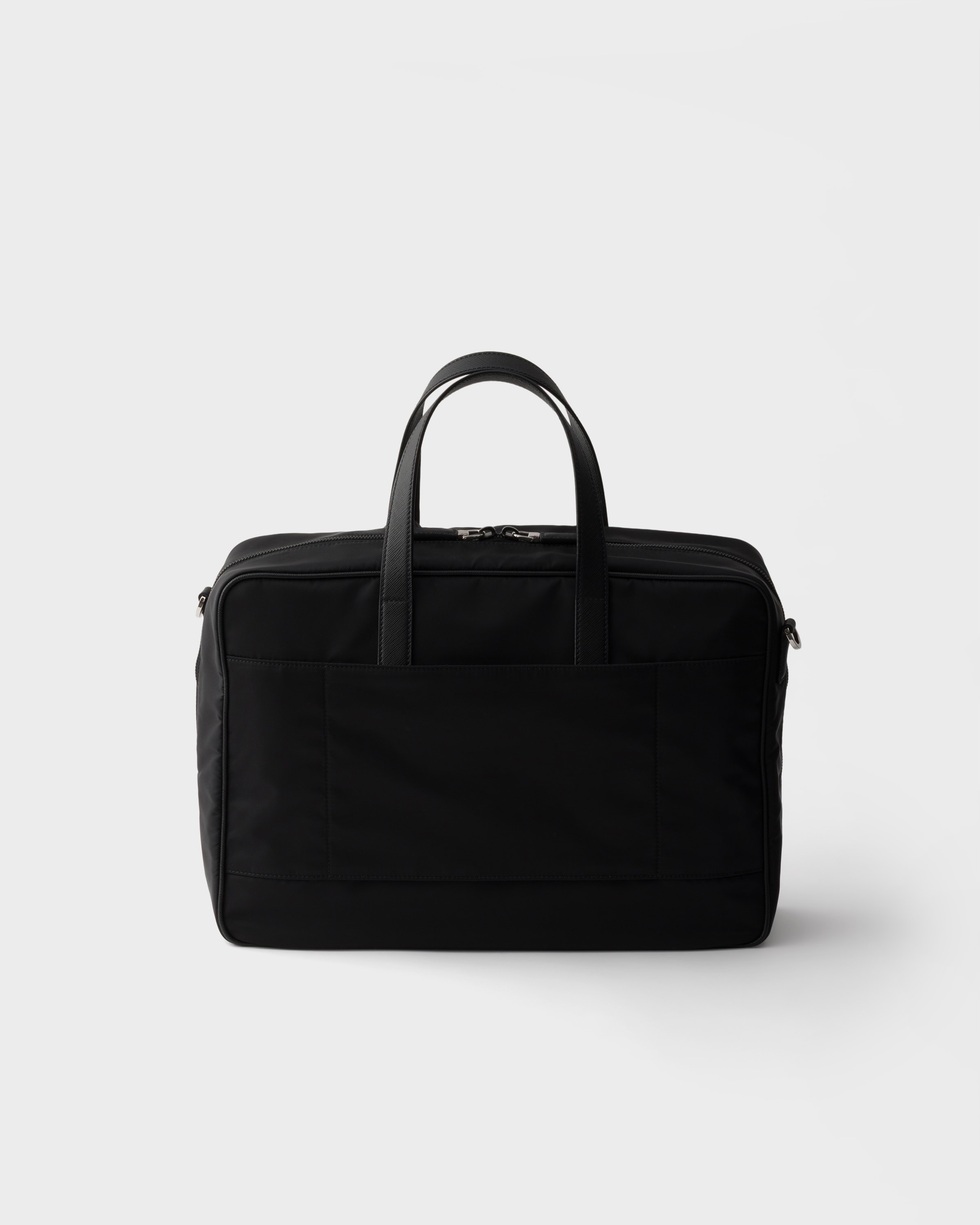 ブラック Re-Nylon サフィアーノレザー ブリーフケース | PRADA - 日本