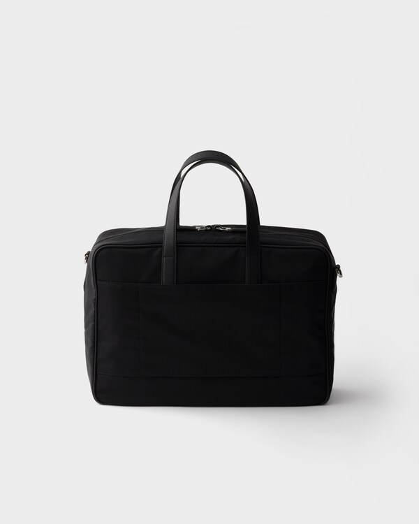 حقيبة ملفات من قماش رينايلون وجلد سافيانو - أسود حقيبة ملفات من قماش رينايلون وجلد سافيانو - أسود