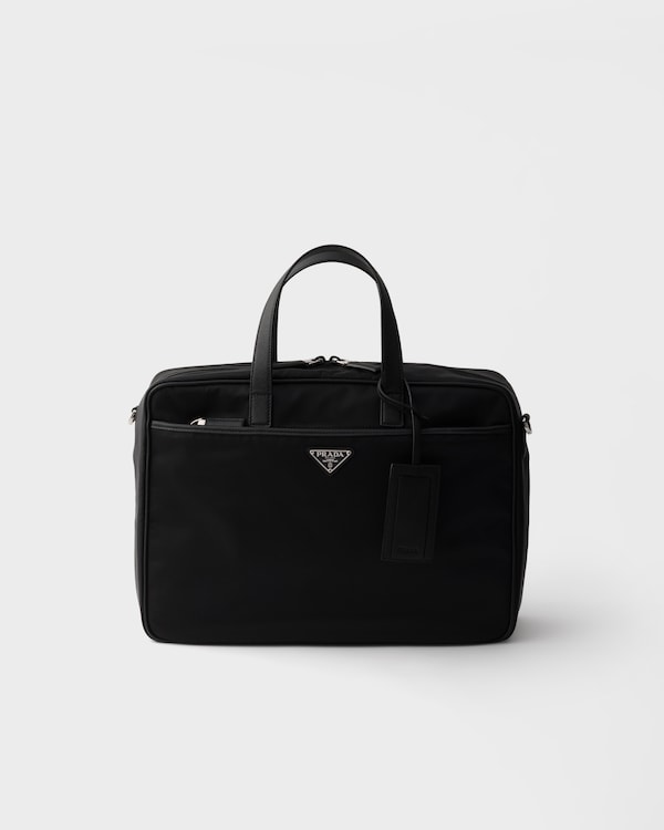 حقيبة ملفات من قماش رينايلون وجلد سافيانو - أسود حقيبة ملفات من قماش رينايلون وجلد سافيانو - أسود