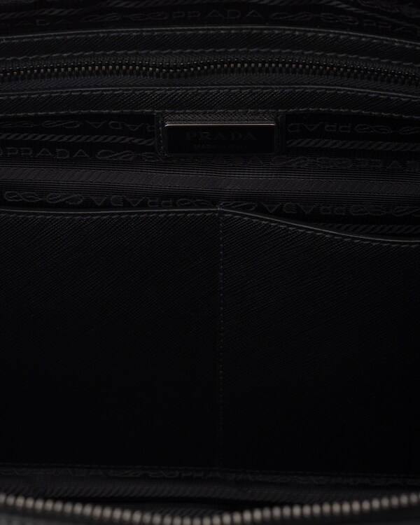 حقيبة ملفات من قماش رينايلون وجلد سافيانو - أسود حقيبة ملفات من قماش رينايلون وجلد سافيانو - أسود