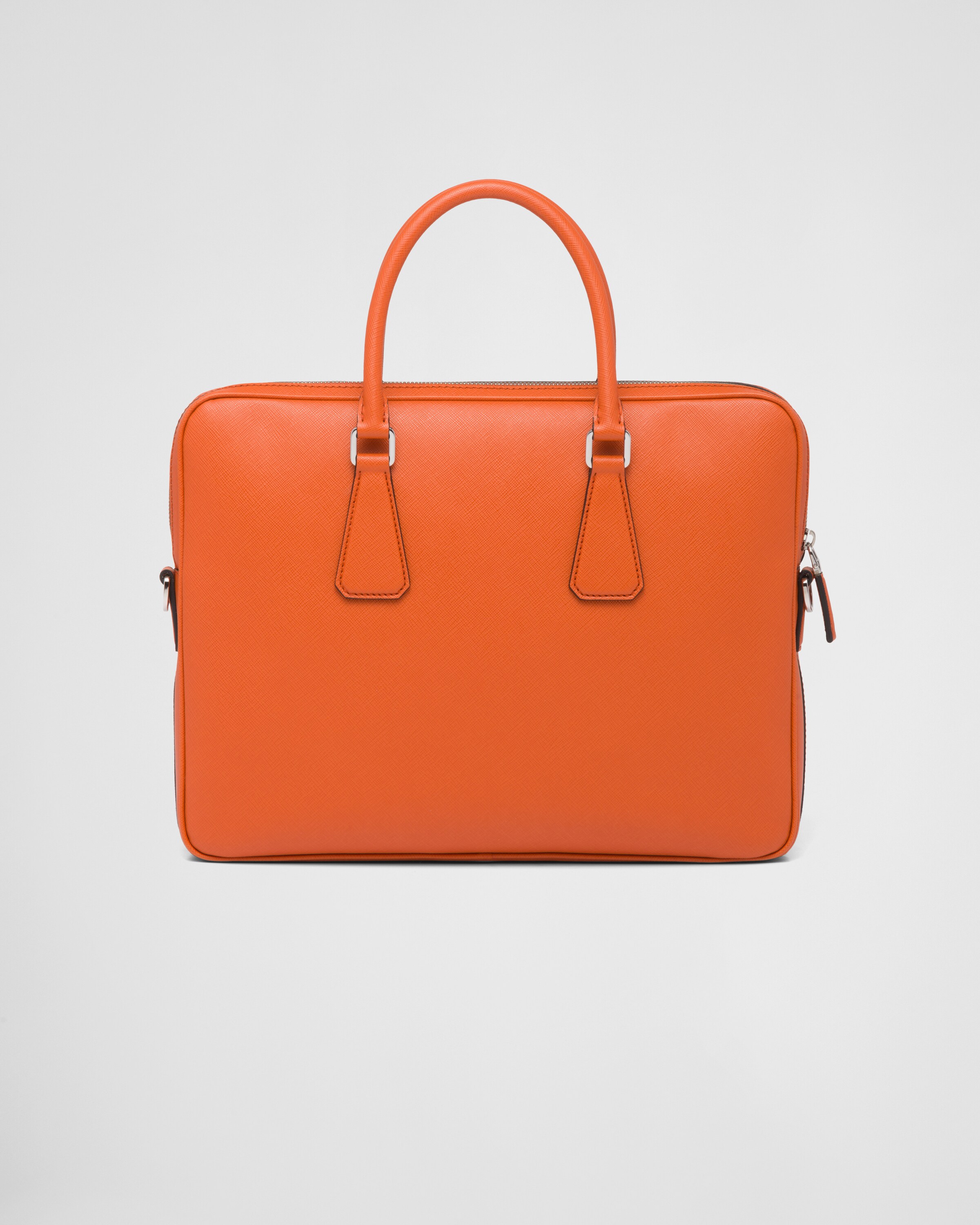Papaya Saffiano Leather Work Bag PRADA
