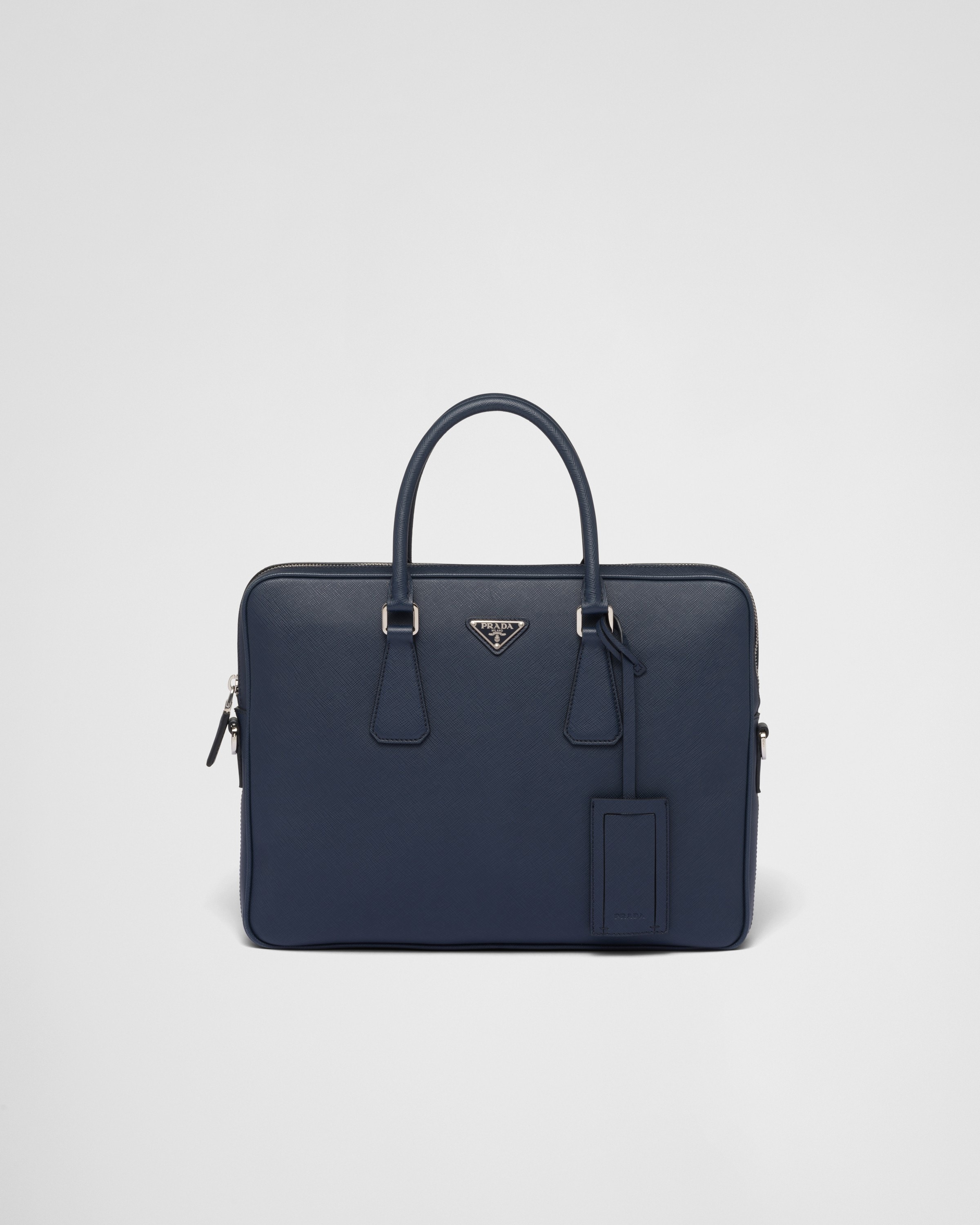 Prada BALTIC BLUE SAFFIANO LEATHER WORK BAG