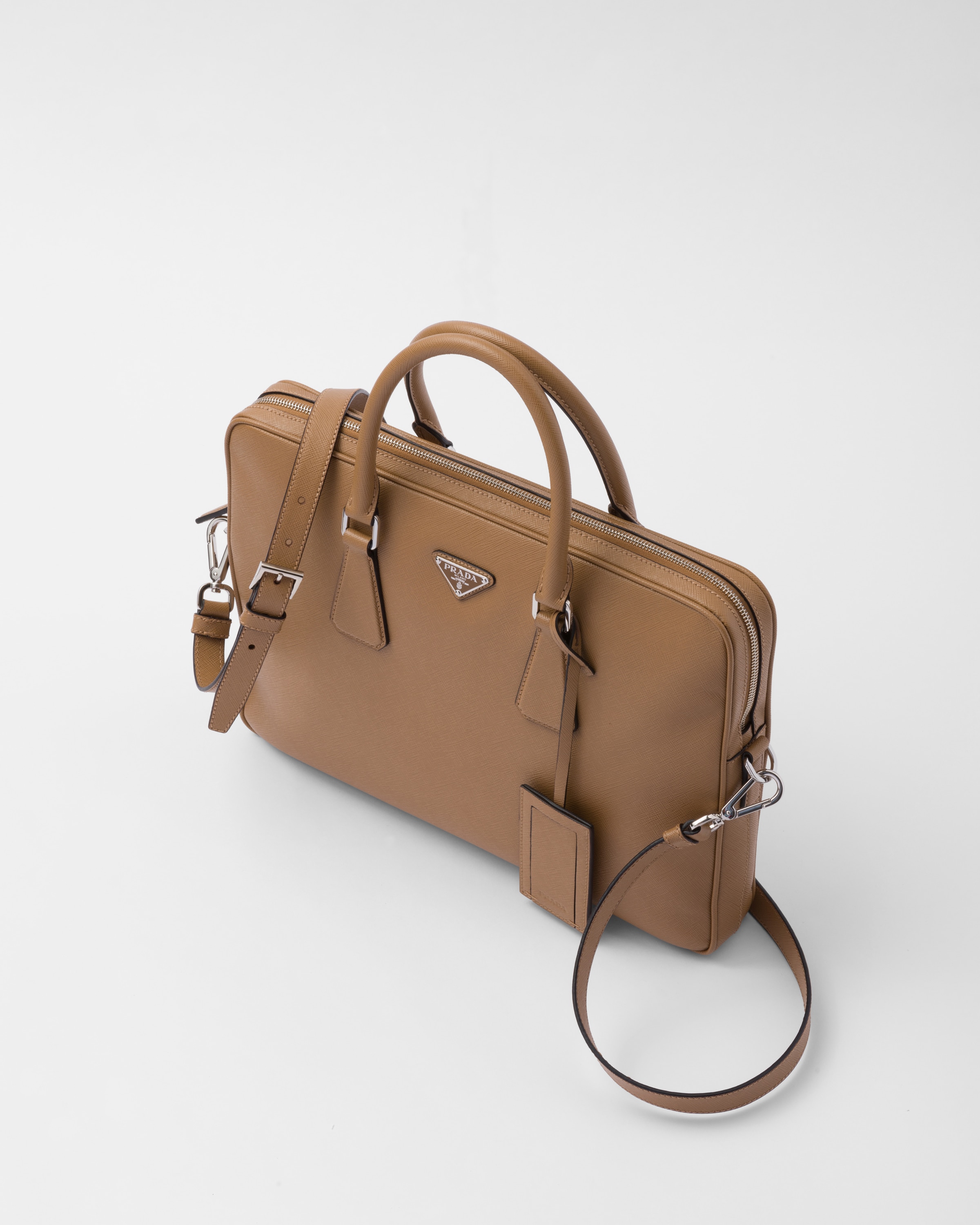 Caramel Saffiano Leather Work Bag PRADA