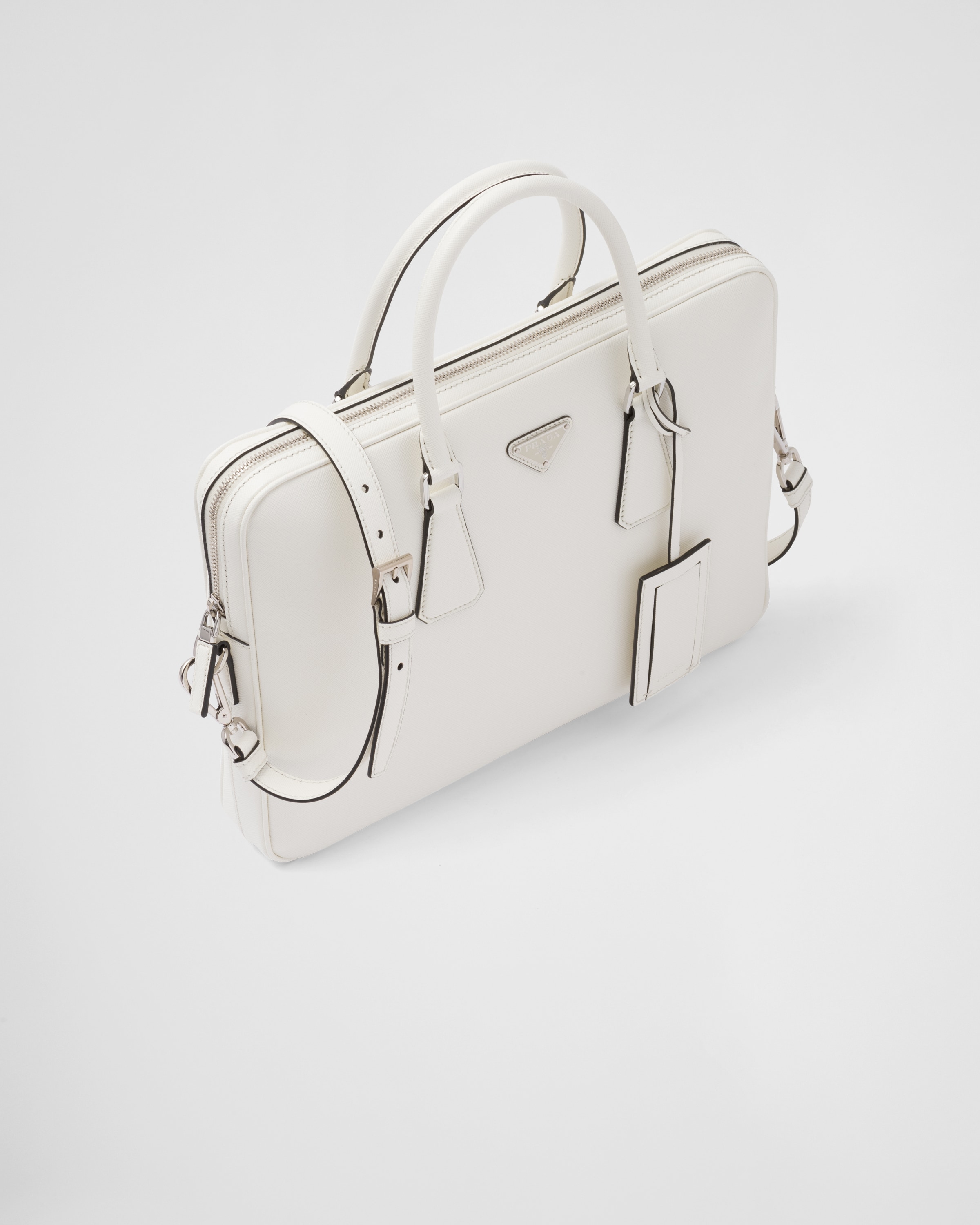 white leather briefcase