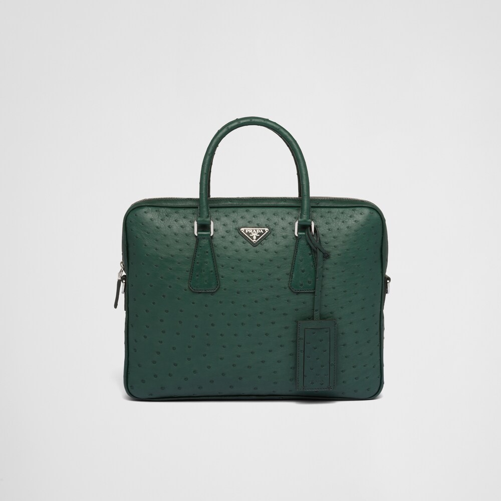 Prada حقيبة ملفات من جلد النعام 1