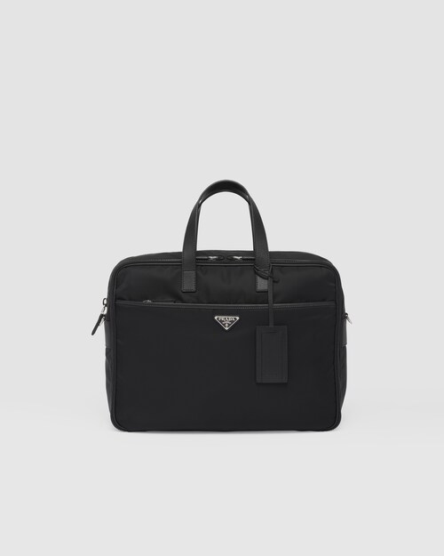 美品✨PRADA Re-Nylon×サフィアーノレザー ブリーフケース ブラック-