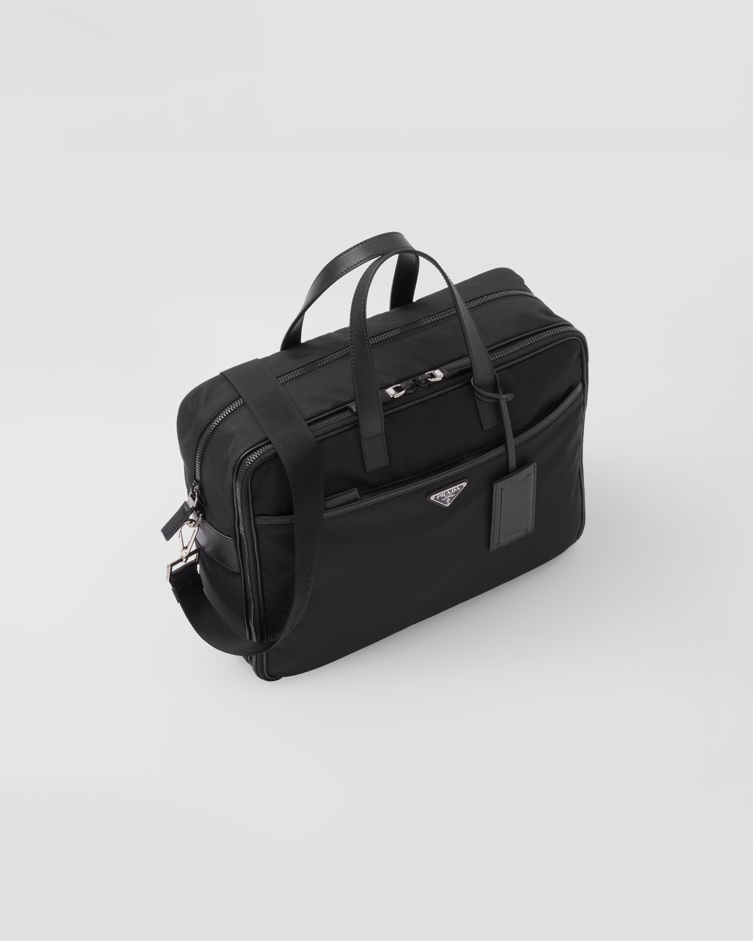 Re Nylon and Saffiano leather briefcase