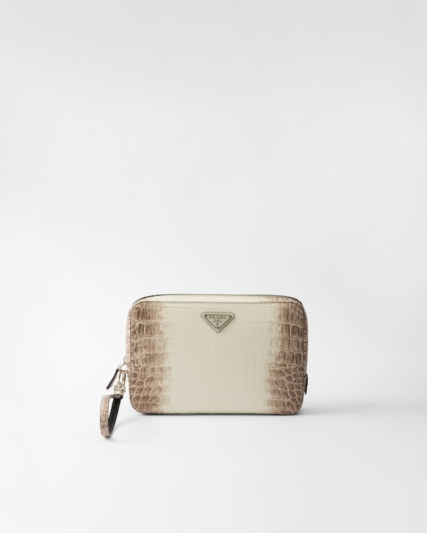 Crocodile leather pouch - White Crocodile leather pouch - White