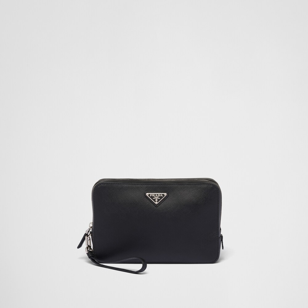 Black Saffiano Leather Clutch | Prada