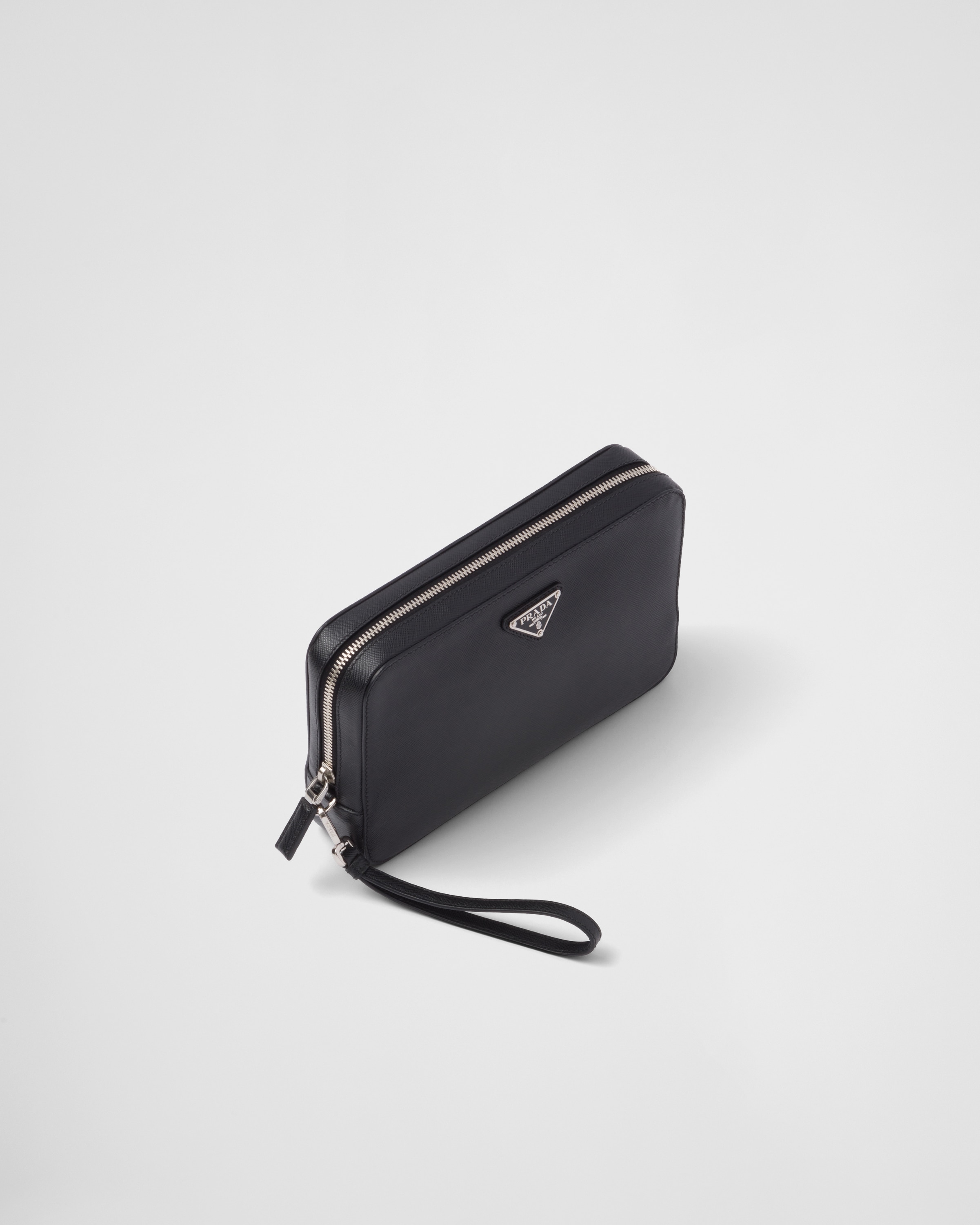 Black Saffiano Leather Clutch PRADA