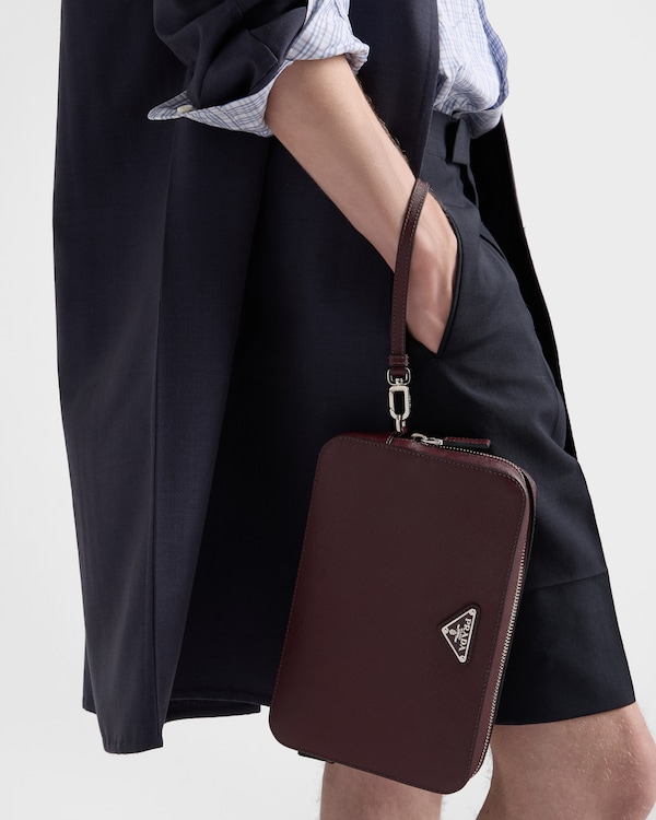 Saffiano Leather Clutch - Burgundy Saffiano Leather Clutch - Burgundy