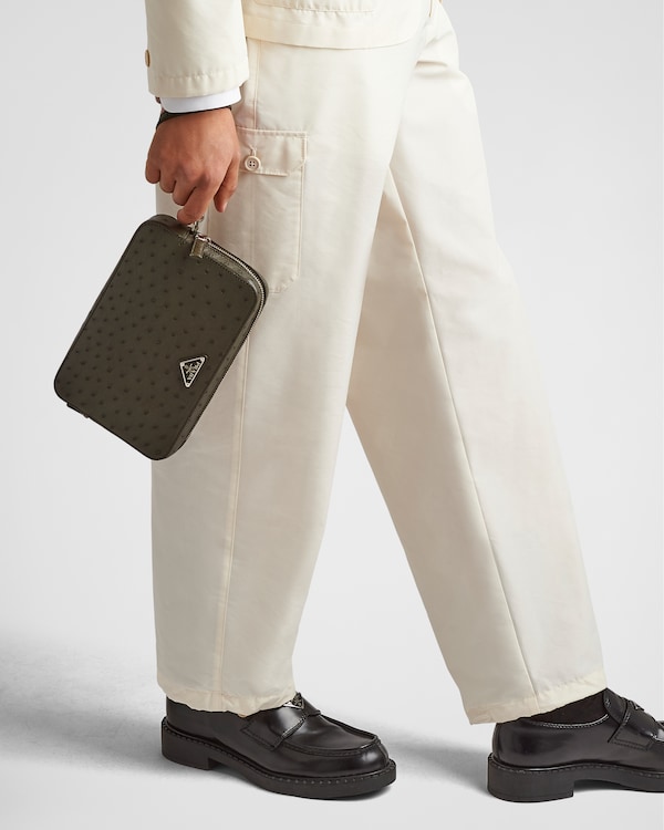 Ostrich Leather Clutch - Camouflage Green Ostrich Leather Clutch - Camouflage Green