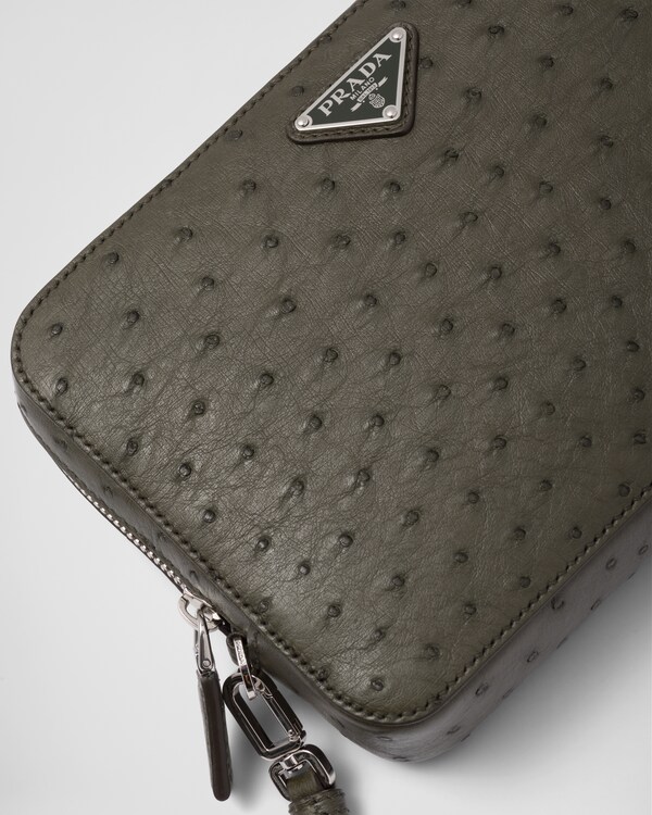 Ostrich Leather Clutch - Camouflage Green Ostrich Leather Clutch - Camouflage Green