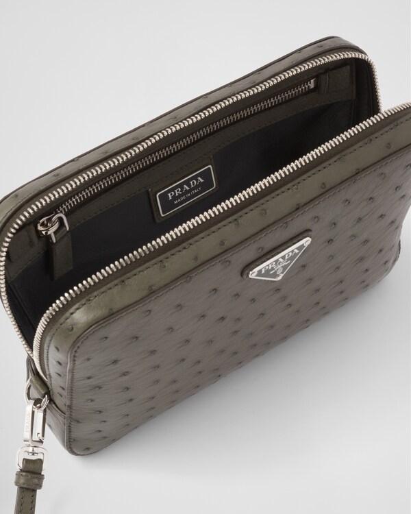 Ostrich Leather Clutch - Camouflage Green Ostrich Leather Clutch - Camouflage Green