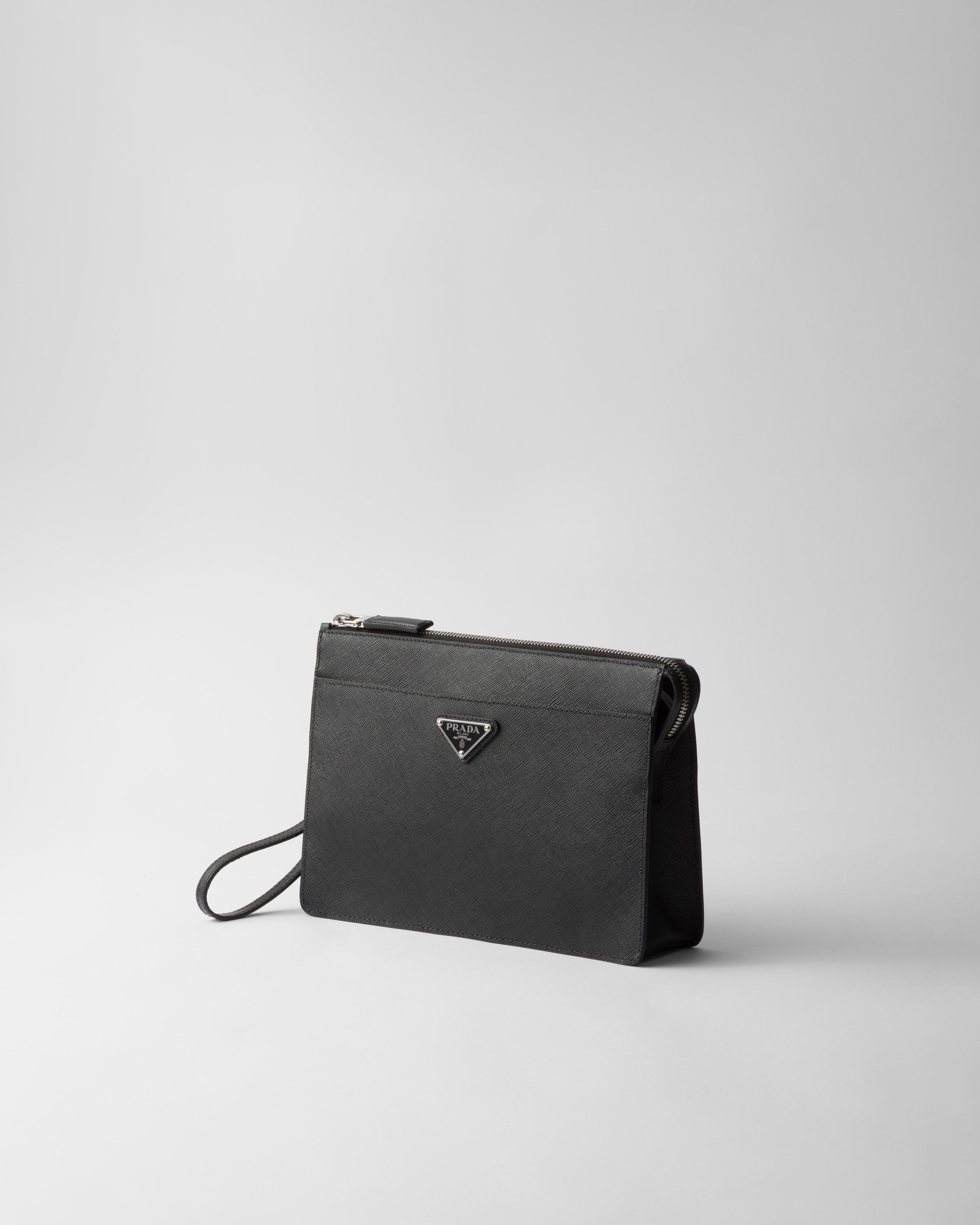 ブラック サフィアーノレザー ポーチ | PRADA