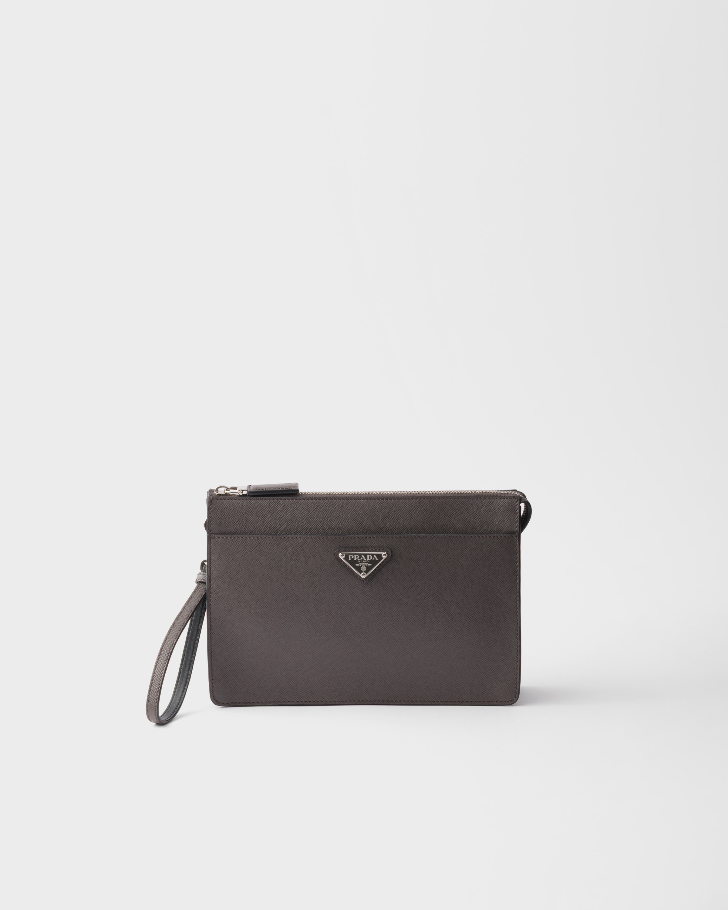 Bamboo/Cork beige Saffiano Leather Pouch | PRADA