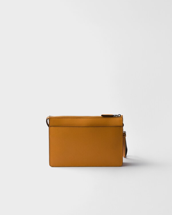 Saffiano Leather Pouch - Amber Saffiano Leather Pouch - Amber