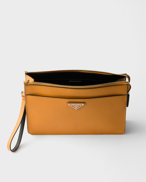 Saffiano Leather Pouch - Amber Saffiano Leather Pouch - Amber