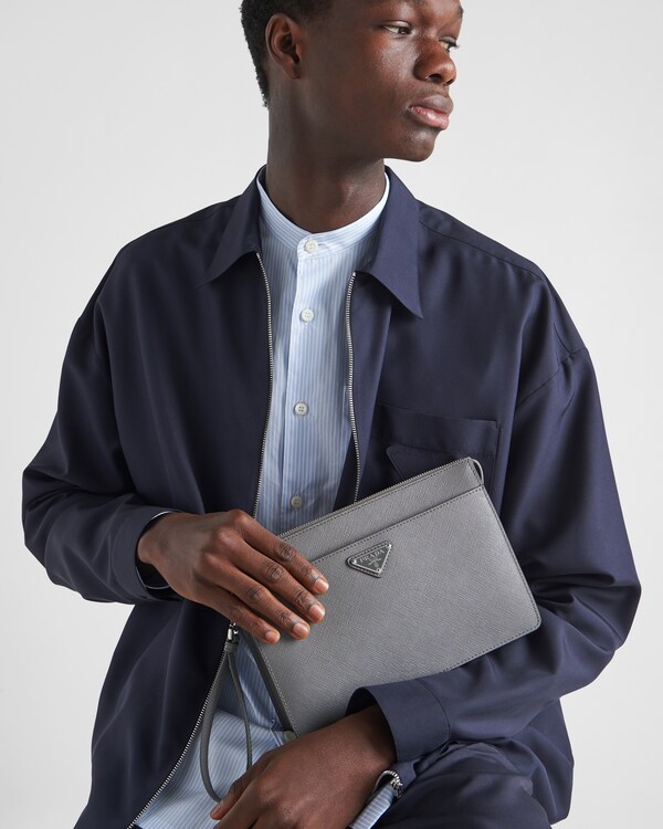 باوتش من جلد سافيانو - رمادي رخامي باوتش من جلد سافيانو - رمادي رخامي