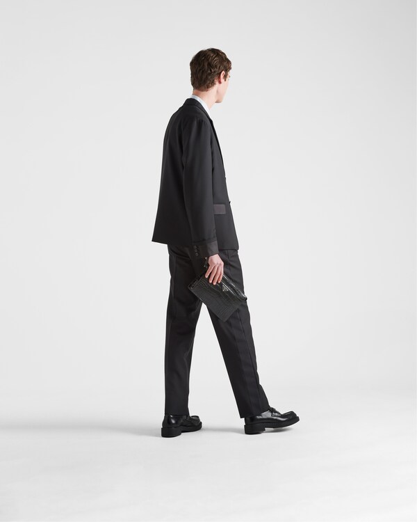 Crocodile leather travel pouch - Black Crocodile leather travel pouch - Black