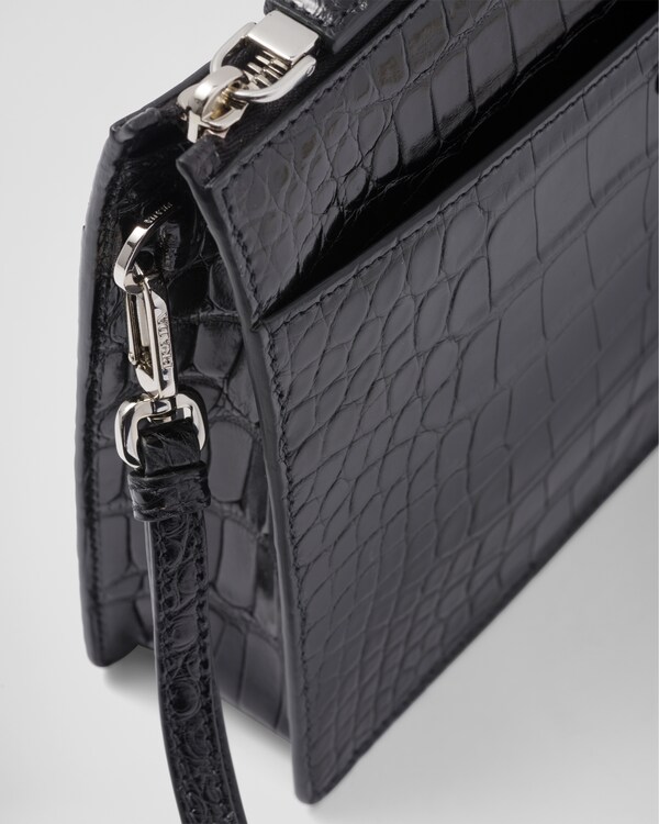 Crocodile leather travel pouch - Black Crocodile leather travel pouch - Black