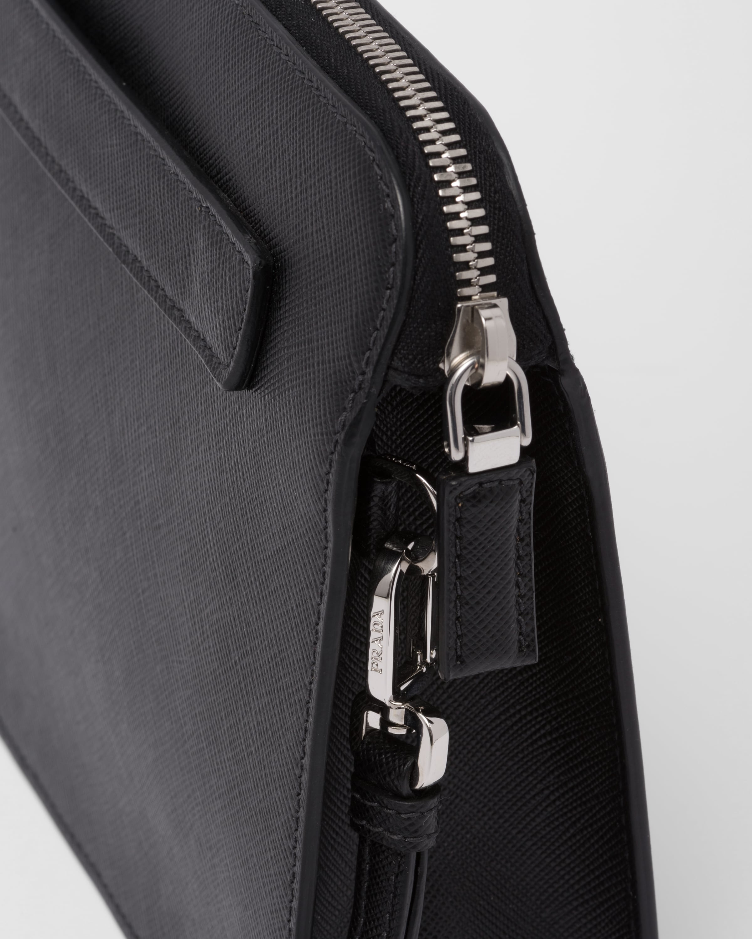Black Saffiano Leather Pouch PRADA