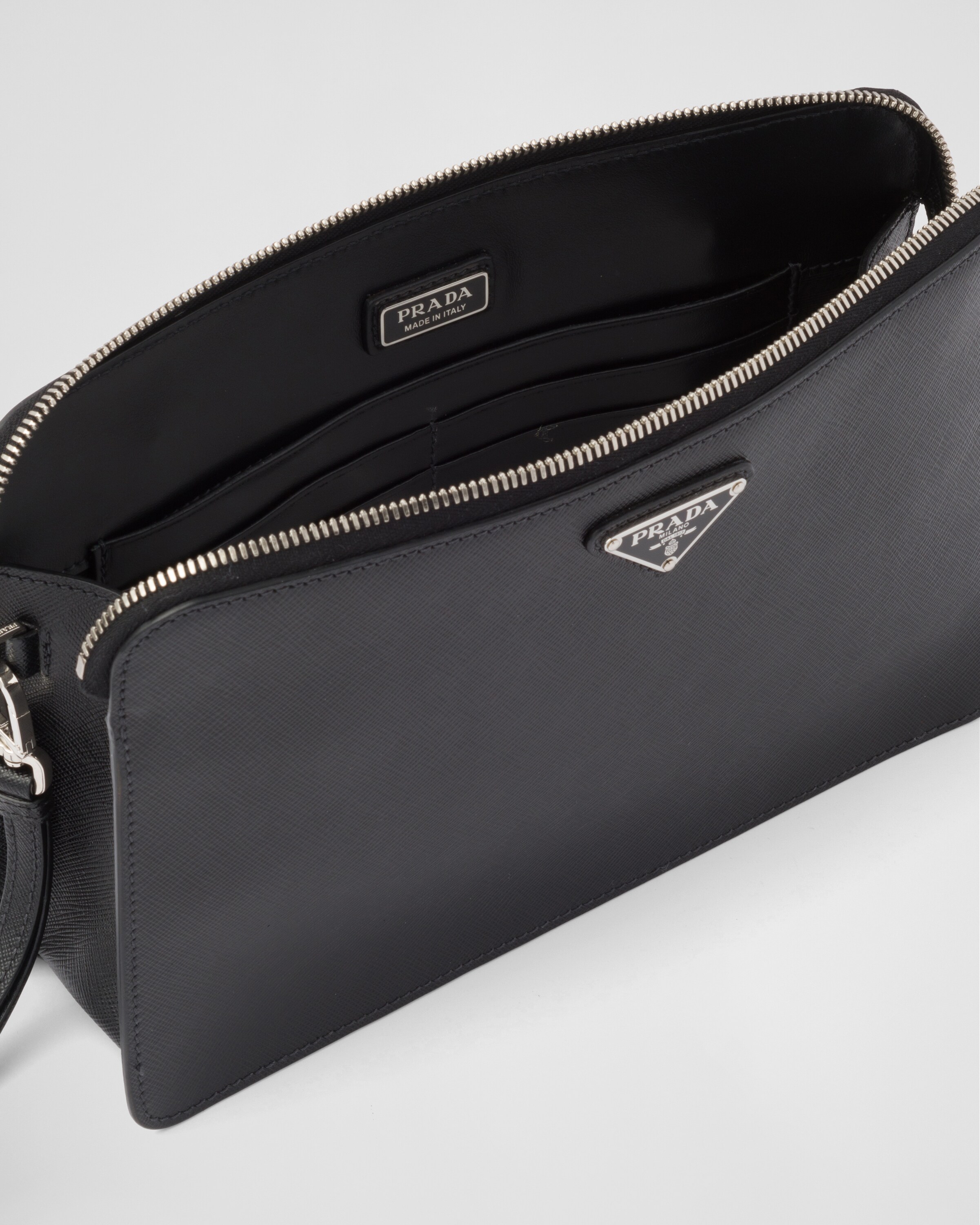 Black Saffiano Leather Pouch PRADA