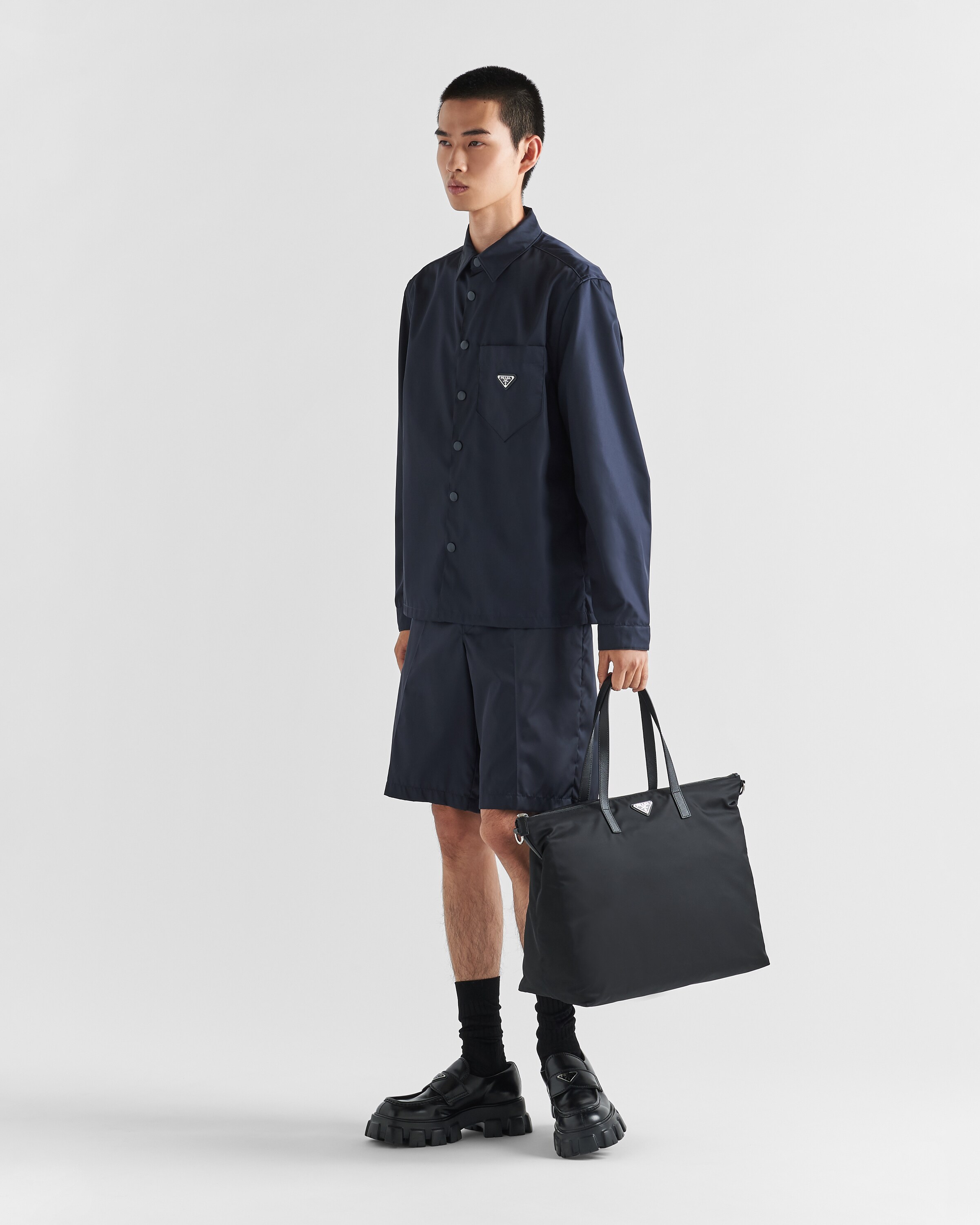 Prada men's discount nylon tote bag