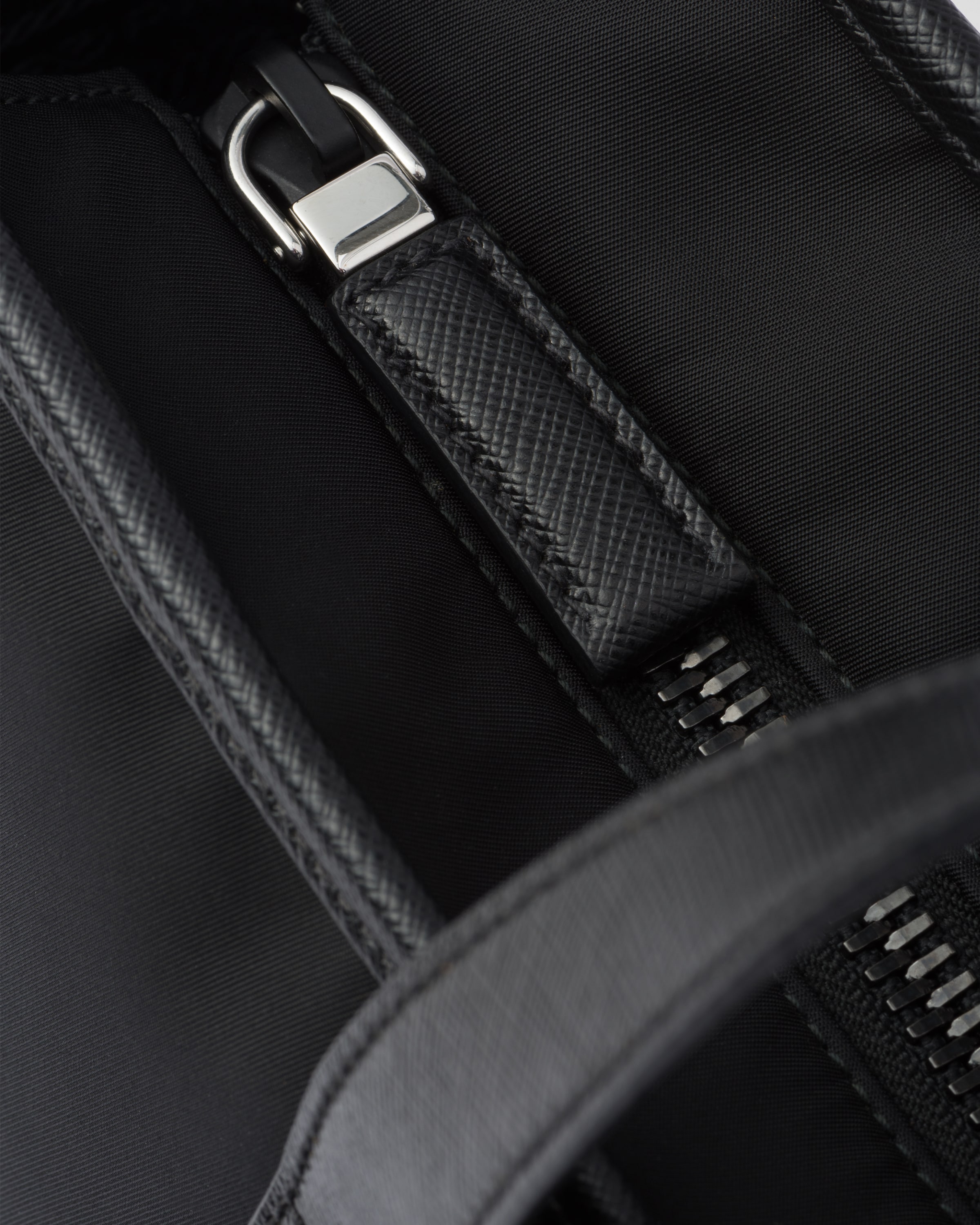 Black Re-Nylon and Saffiano leather tote bag | PRADA