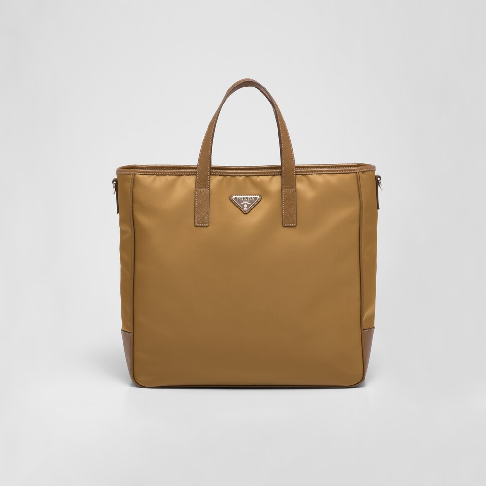 Tobacco ReNylon and Saffiano leather tote bag Prada