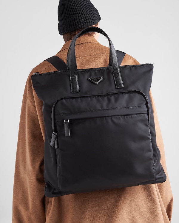Re-Nylon and Saffiano leather tote bag Re-Nylon and Saffiano leather tote bag