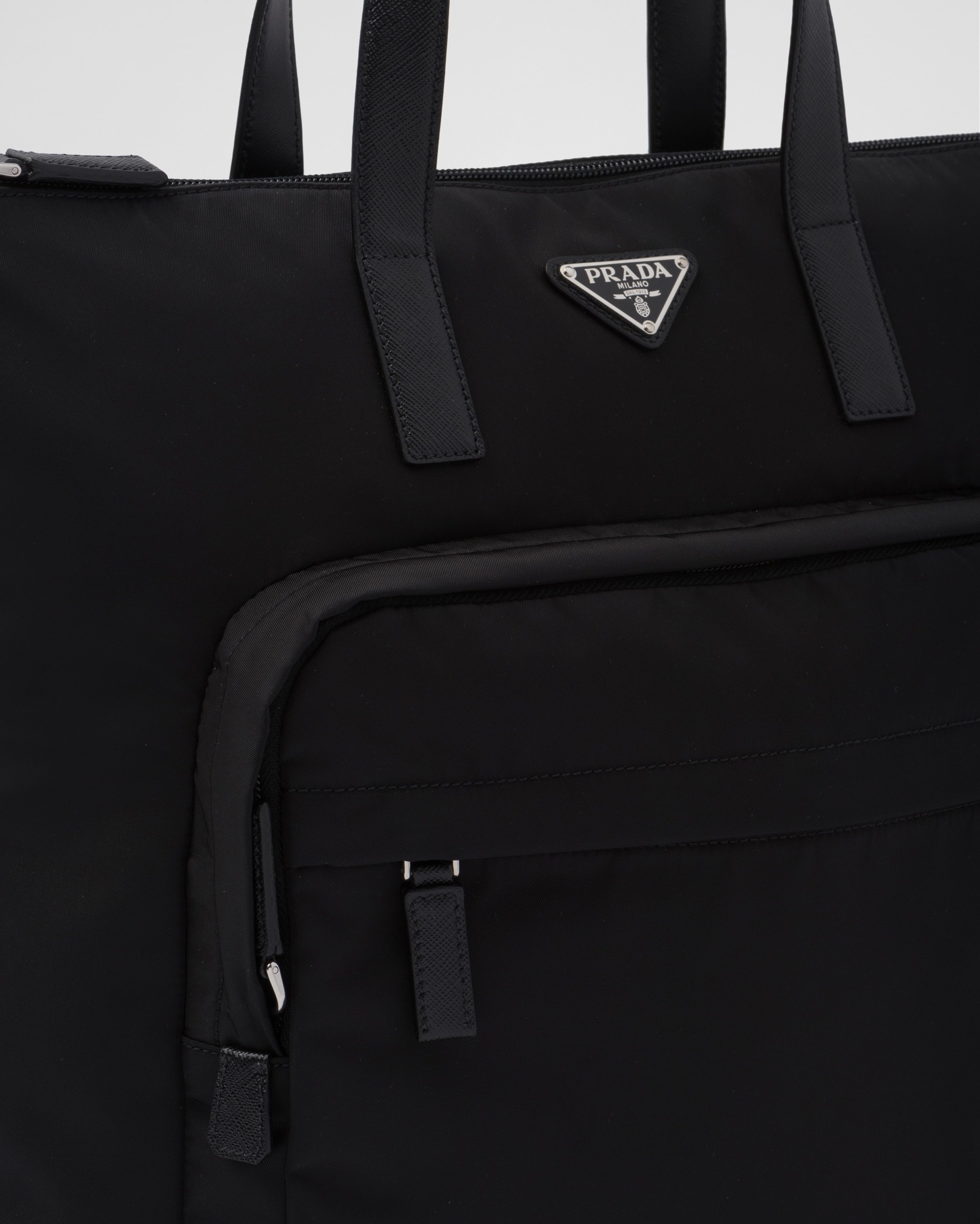 ブラック Re-nylon Xサフィアーノレザー トートバッグ | PRADA