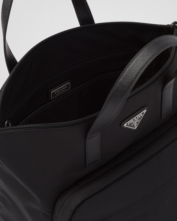 Re-Nylon and Saffiano leather tote bag Re-Nylon and Saffiano leather tote bag