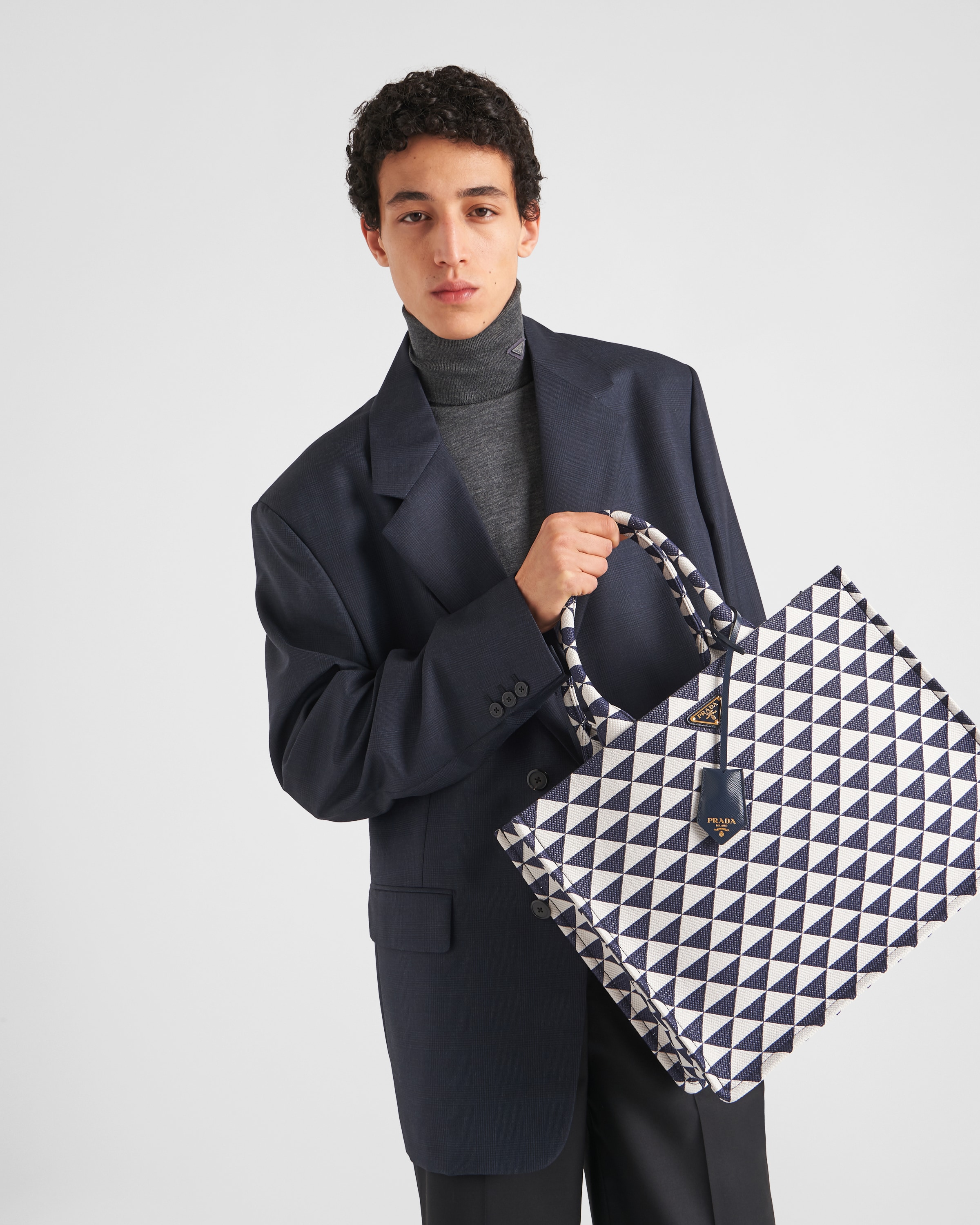 Prada Prada Symbole embroidered fabric tote bag 7