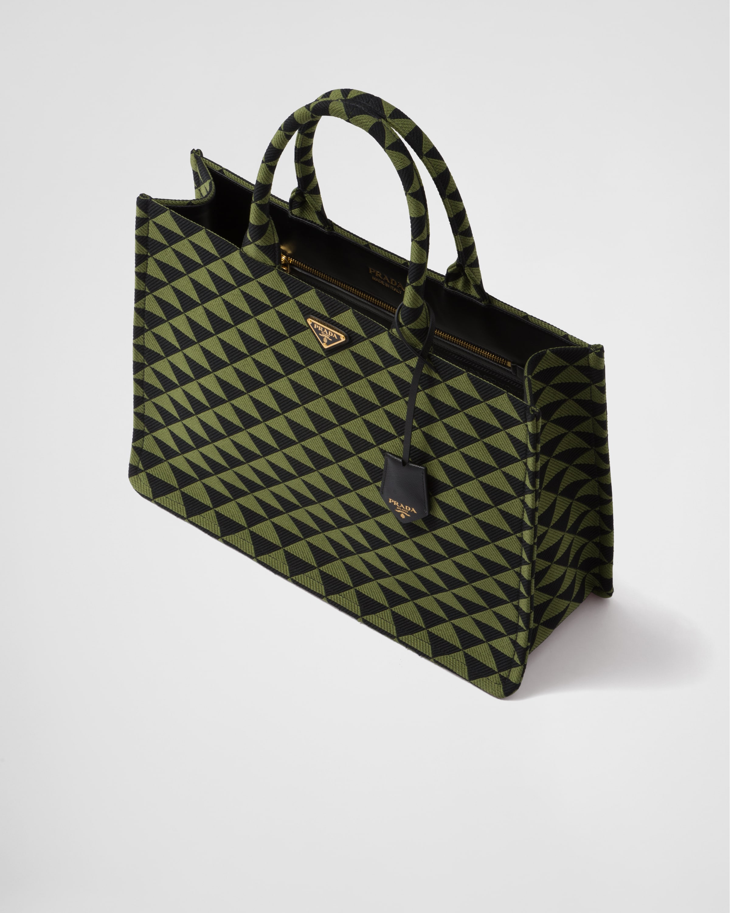 Prada Symbole embroidered fabric tote bag