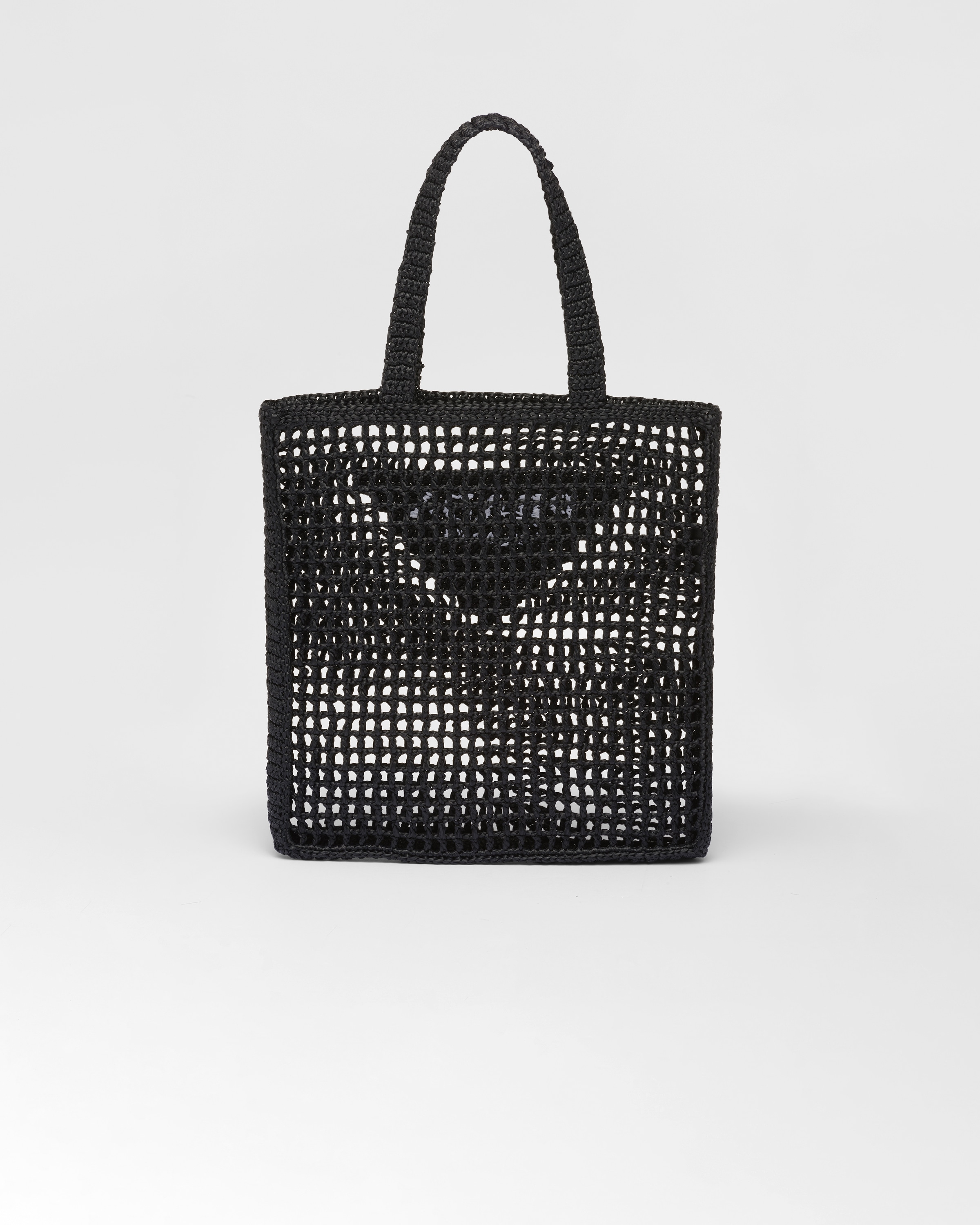 ブラック ロゴ入り クロシェ トートバッグ | PRADA
