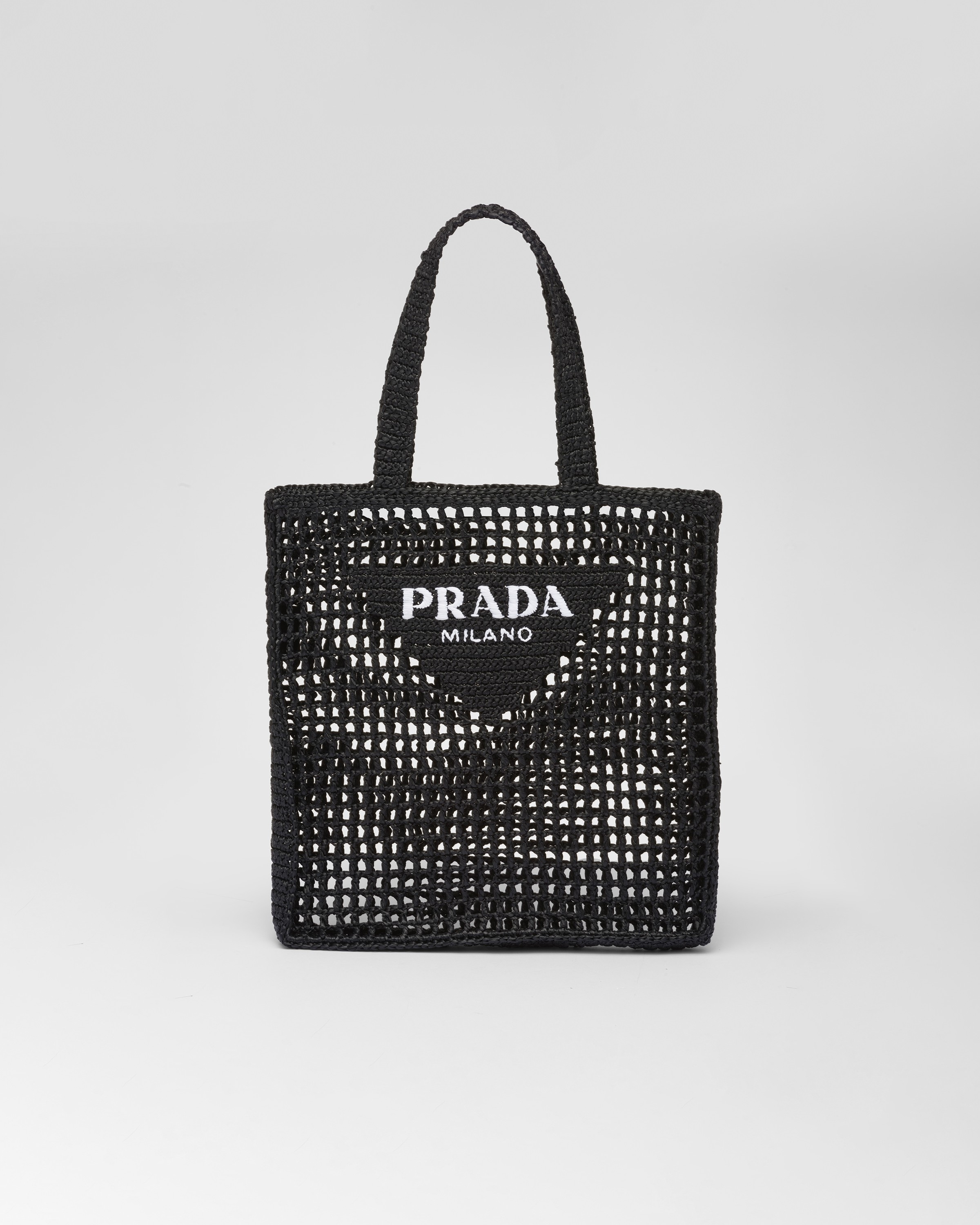 Prada Crochet Tote Bag with Black Logo