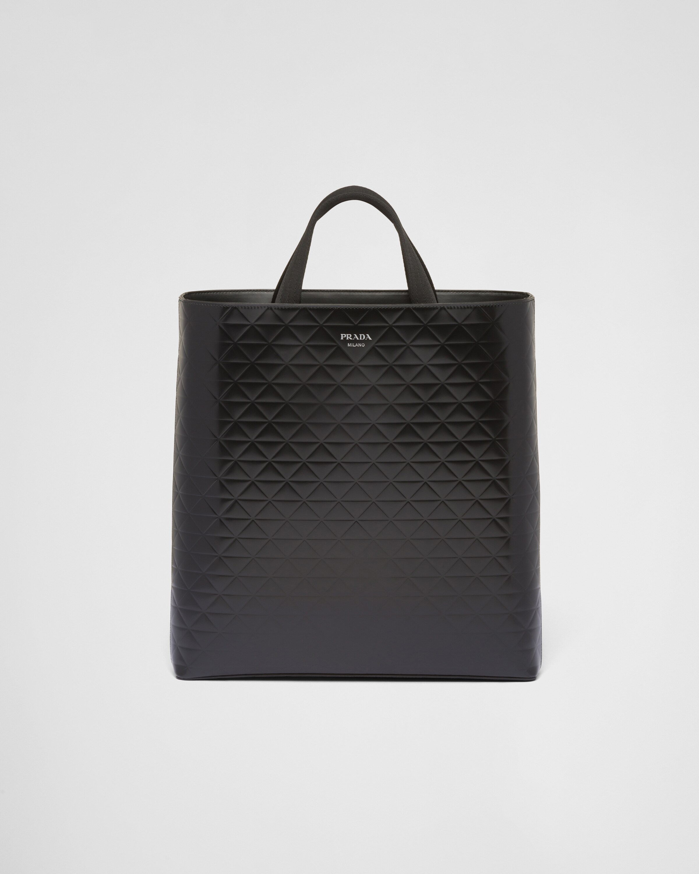 Prada Men's Smooth Leather Tote Bag In Black