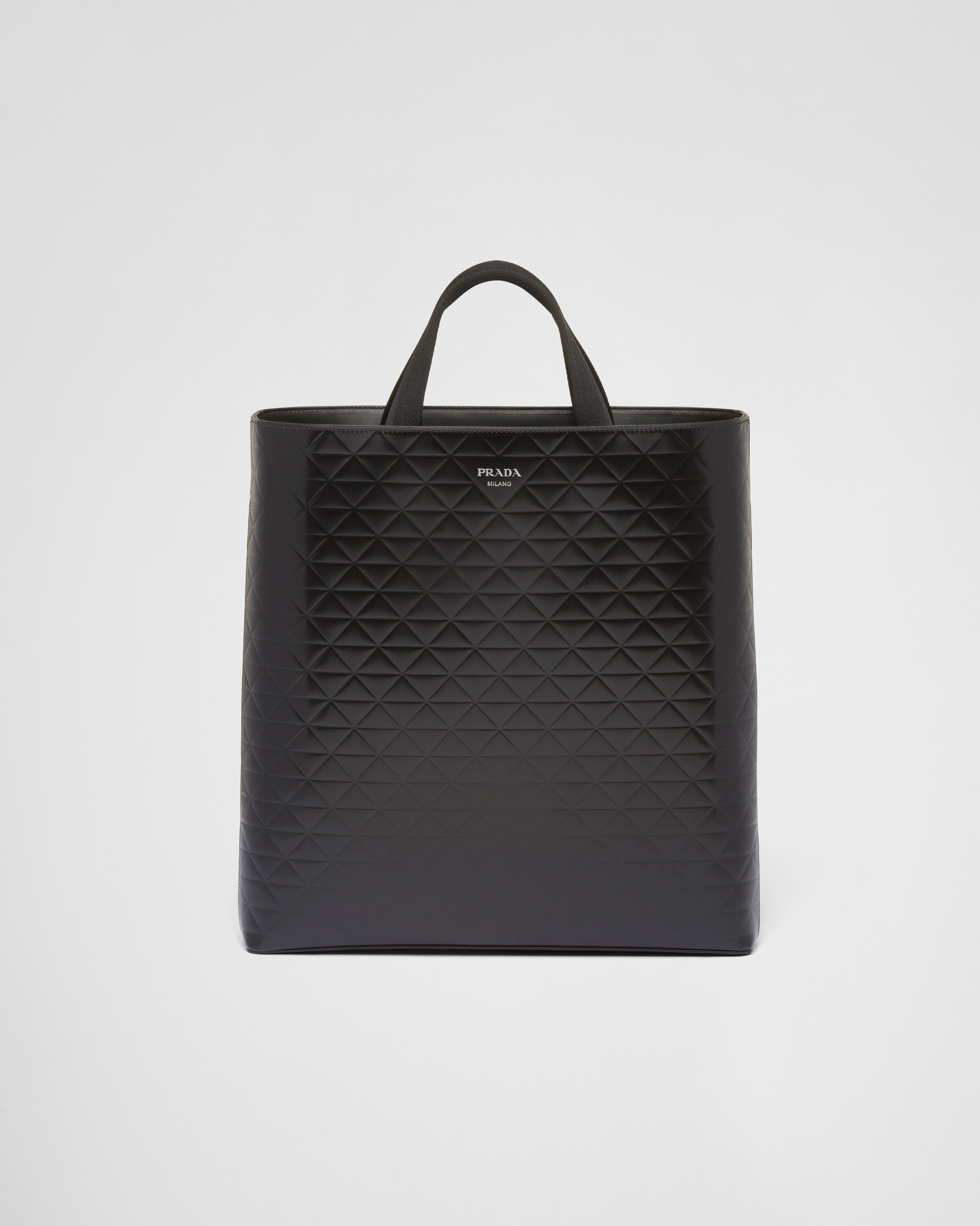 Shop Prada Brushed Leather Tote Bag With Water Bottle In Black