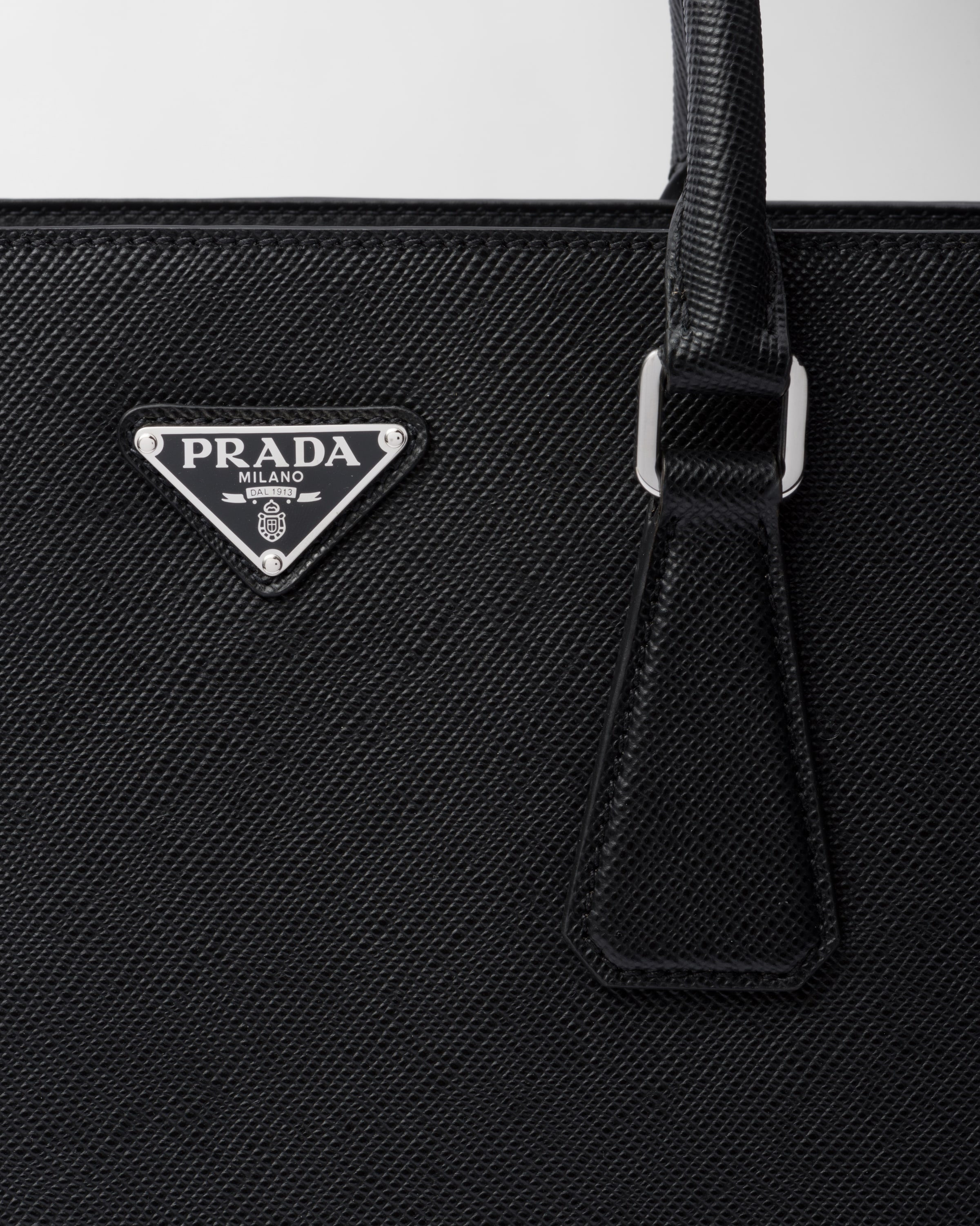 Black saffiano leather store tote