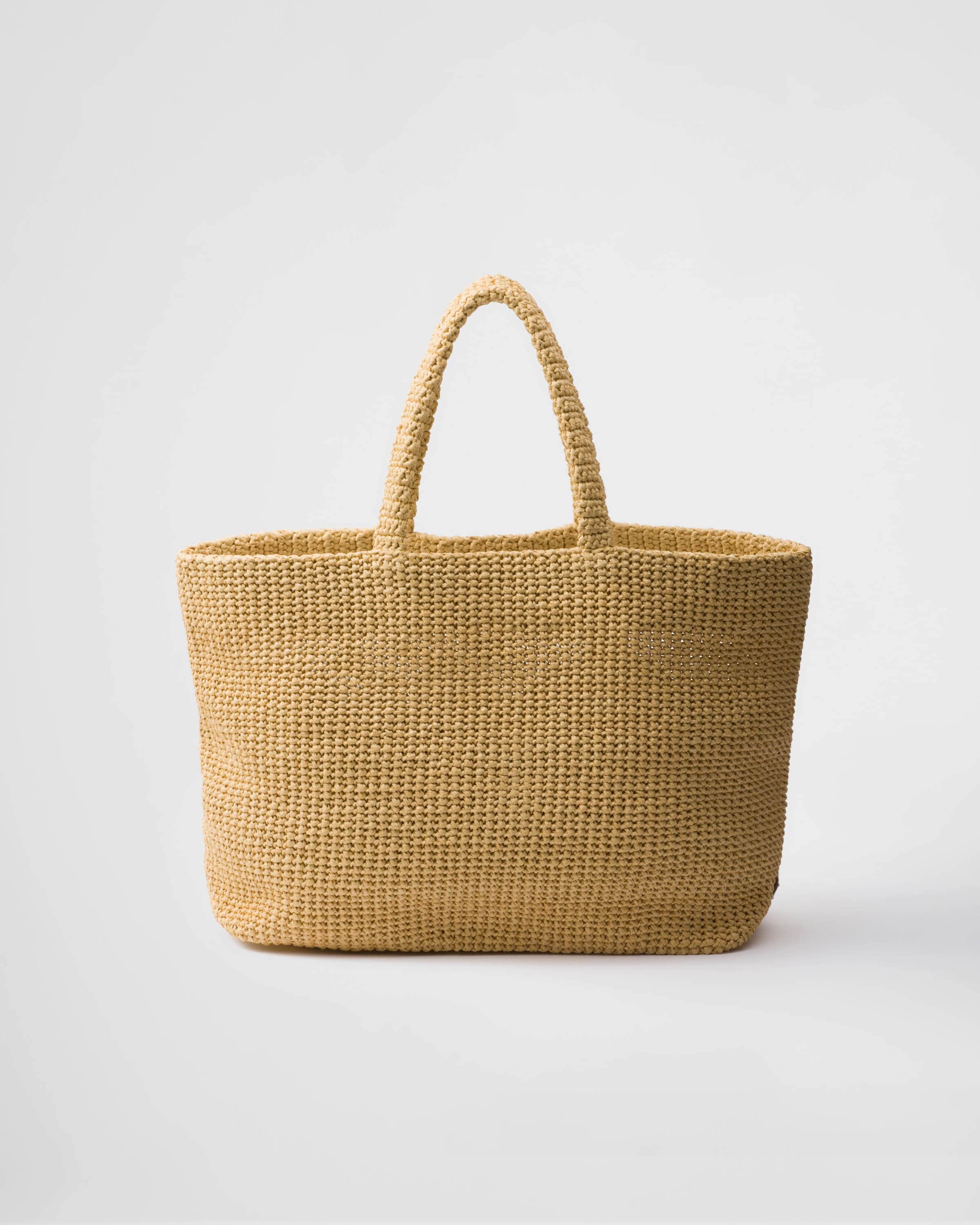 Prada Crochet Logo-embroidered Tote Bag In Natural