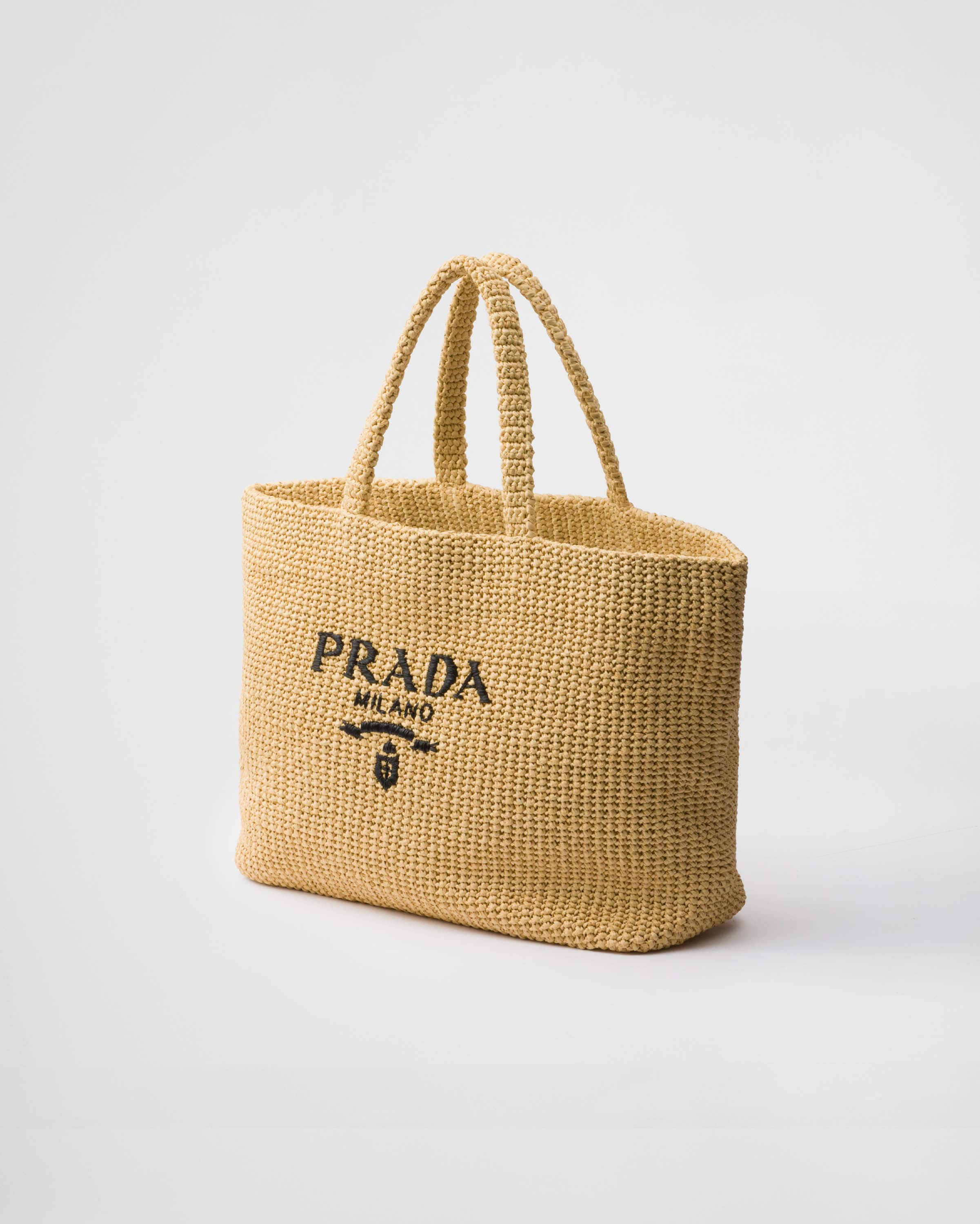 Shop Prada Woven Fabric Tote Bag In Natural