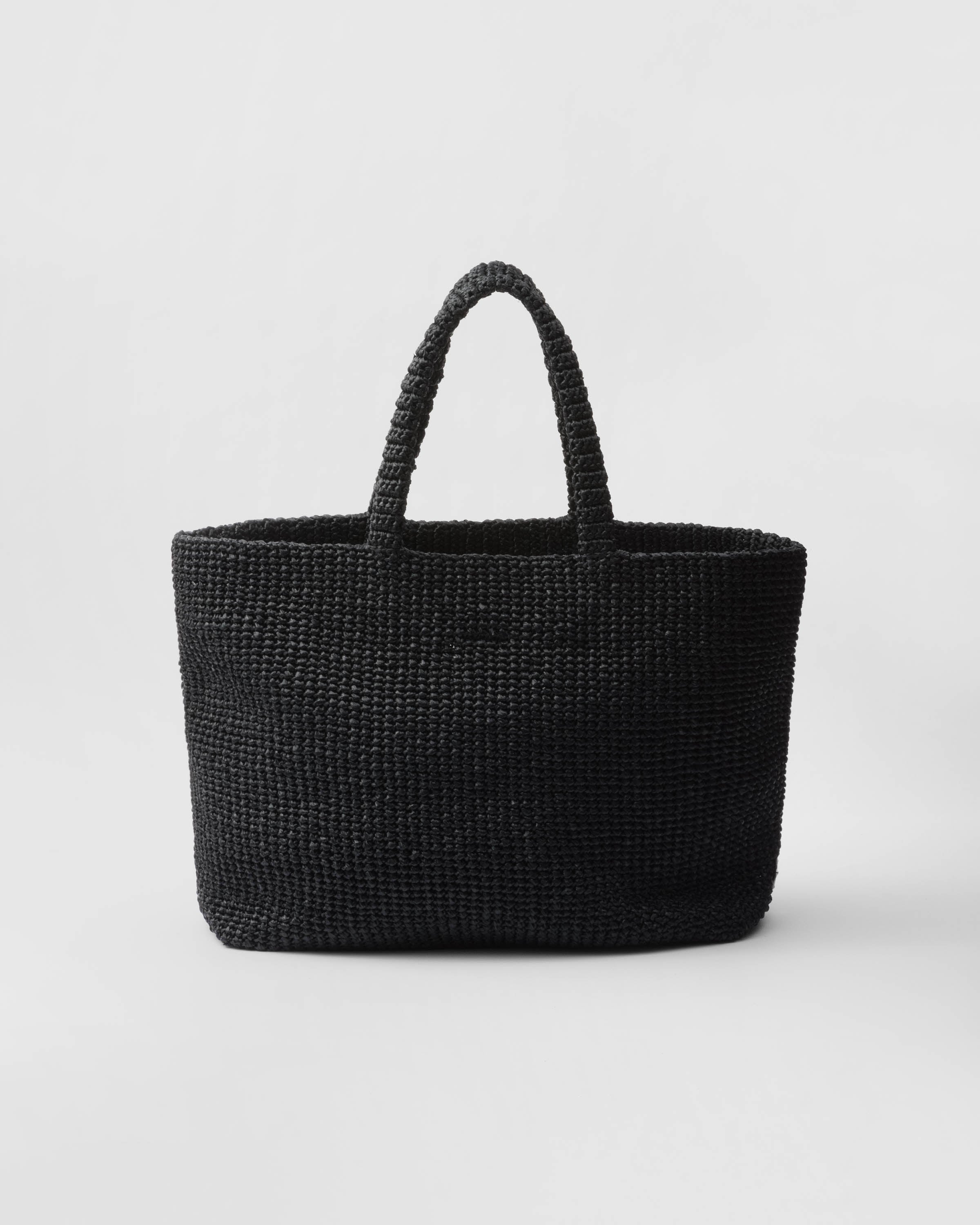 Shop Prada Crochet Tote Bag In Schwarz