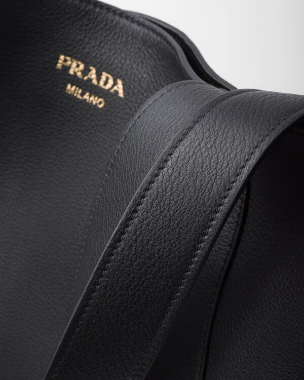 PRADA Mouton Logo shearling pouch Tote Bag Handbag 1BG427 black